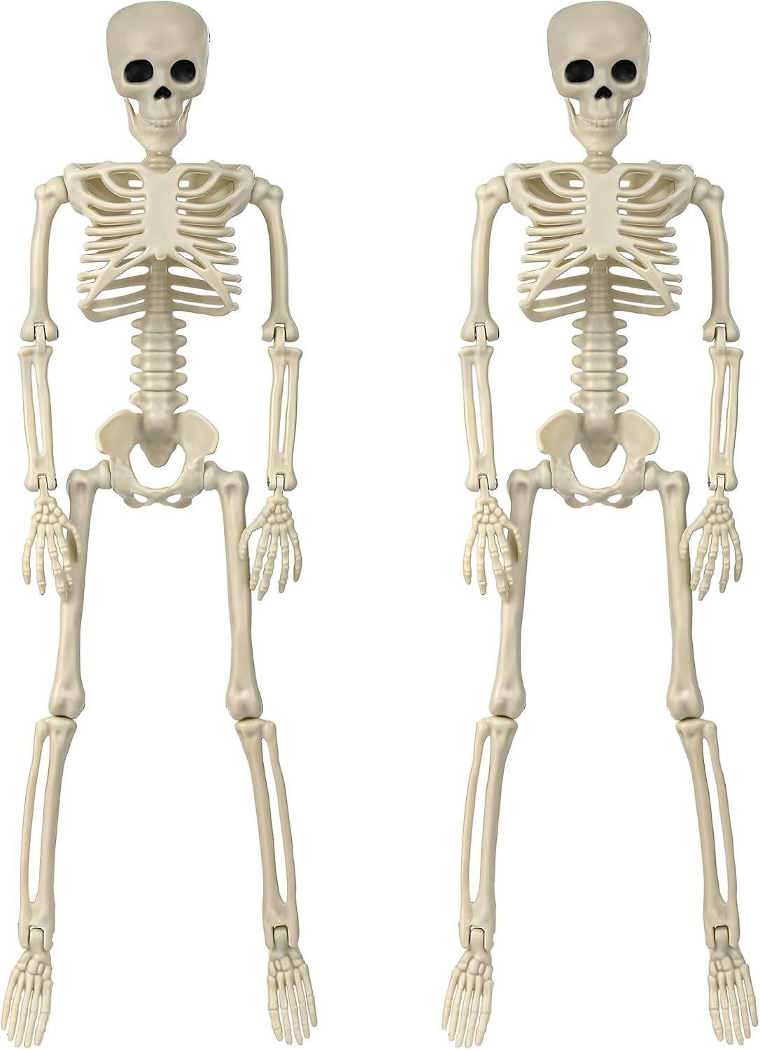 Halloween Skeleton Model Decorations with Movable Arms and Legs Joints, Scary Poseable Plastic Skeletons for Yard Garden Haunted House Graveyard Halloween Party-40CM (2PCS)