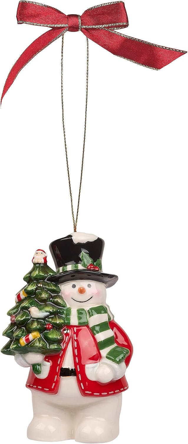 Spode Christmas Tree Snowman Ornament, Long-Lasting Festive Holiday Ornament for Christmas Tree & Seasonal Display – Stylish Holiday Decoration for Mantel, Shelves, Home Accents