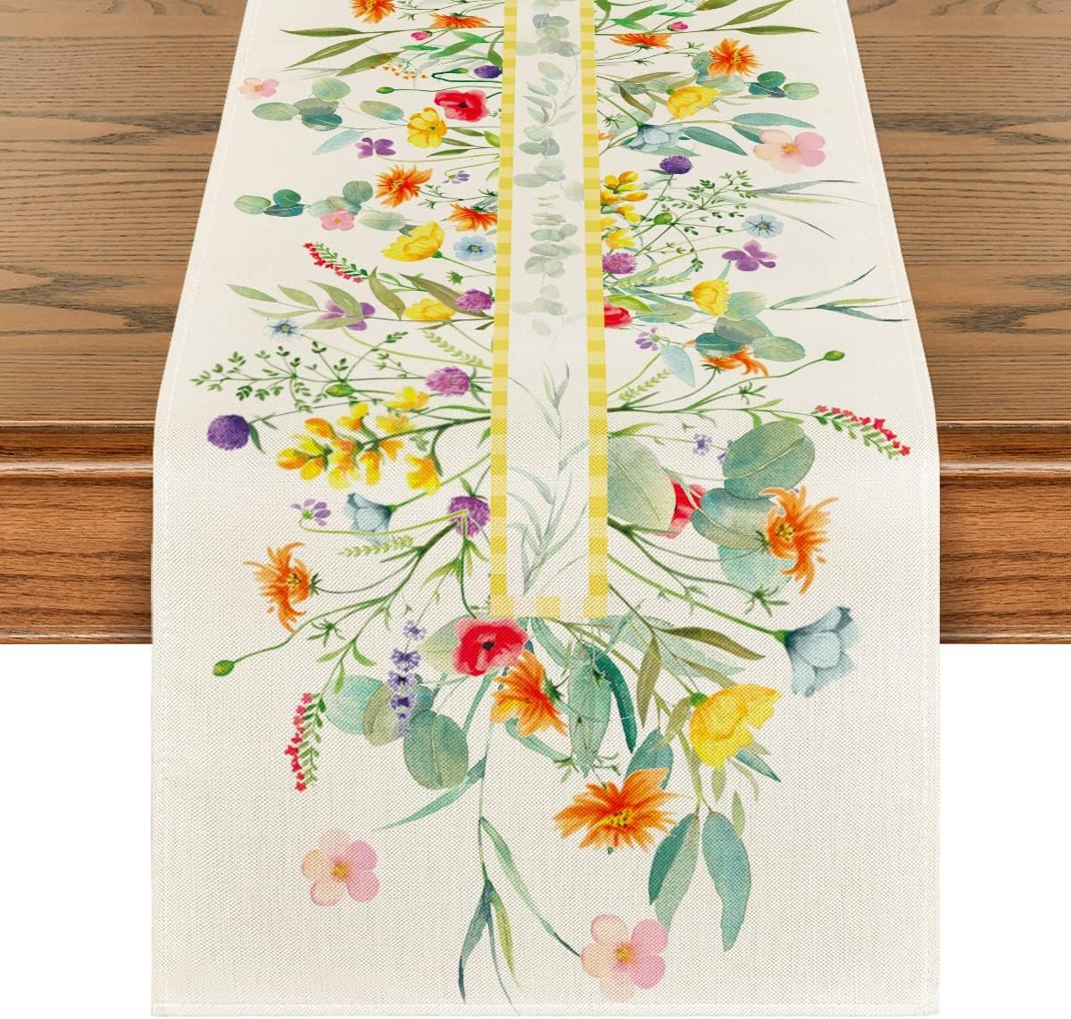 Artoid Mode Flower Floral Table Runner, Spring Summer Seasonal Kitchen Dining Table Decoration for Indoor Outdoor Home Party Decor 13 x 72 Inch