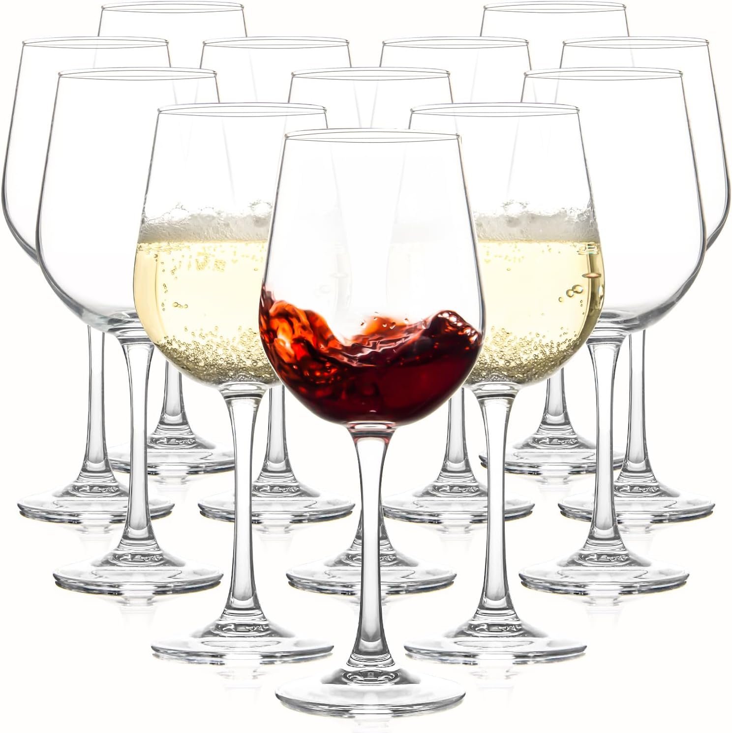 Fully Tempered Wine Glasses set of 12, 12 oz Durable Red Wine Glasses for Wedding, Party, Dishwasher Safe