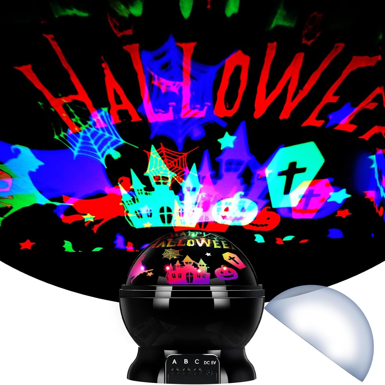 Rossesay Festival Projector Lights Indoor Projection Light LED Decorative Colorful Patterns Lighting Projectors Outdoor for Party Holiday Garden Landscape Decor(Happy Halloween)