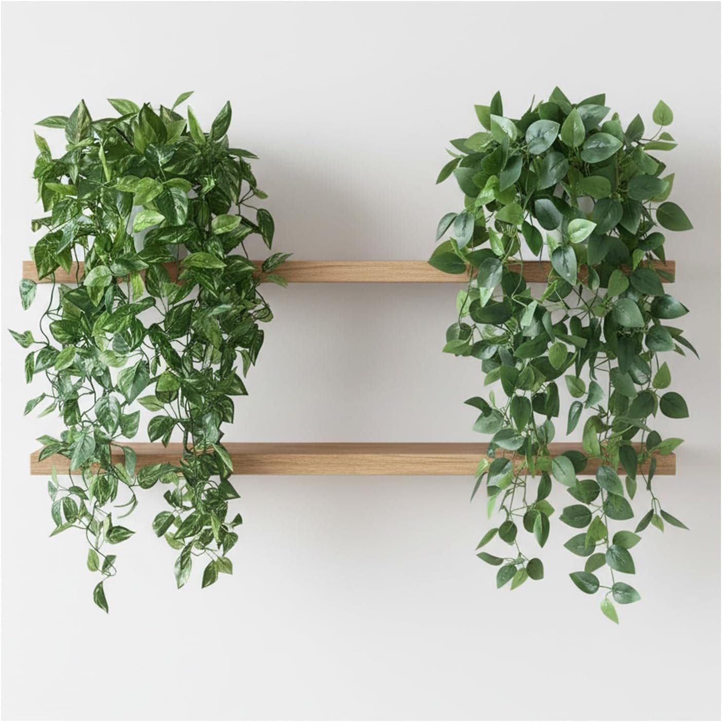 35.5″ Artificial Pothos Ivy Plants Set of 2 with Pots, Fake Hanging Greenery Silk Leaves for Home Decor, Realistic Faux Plants for Shelf Tabletop Office, No Maintenance Needed (Light & Dark Green)