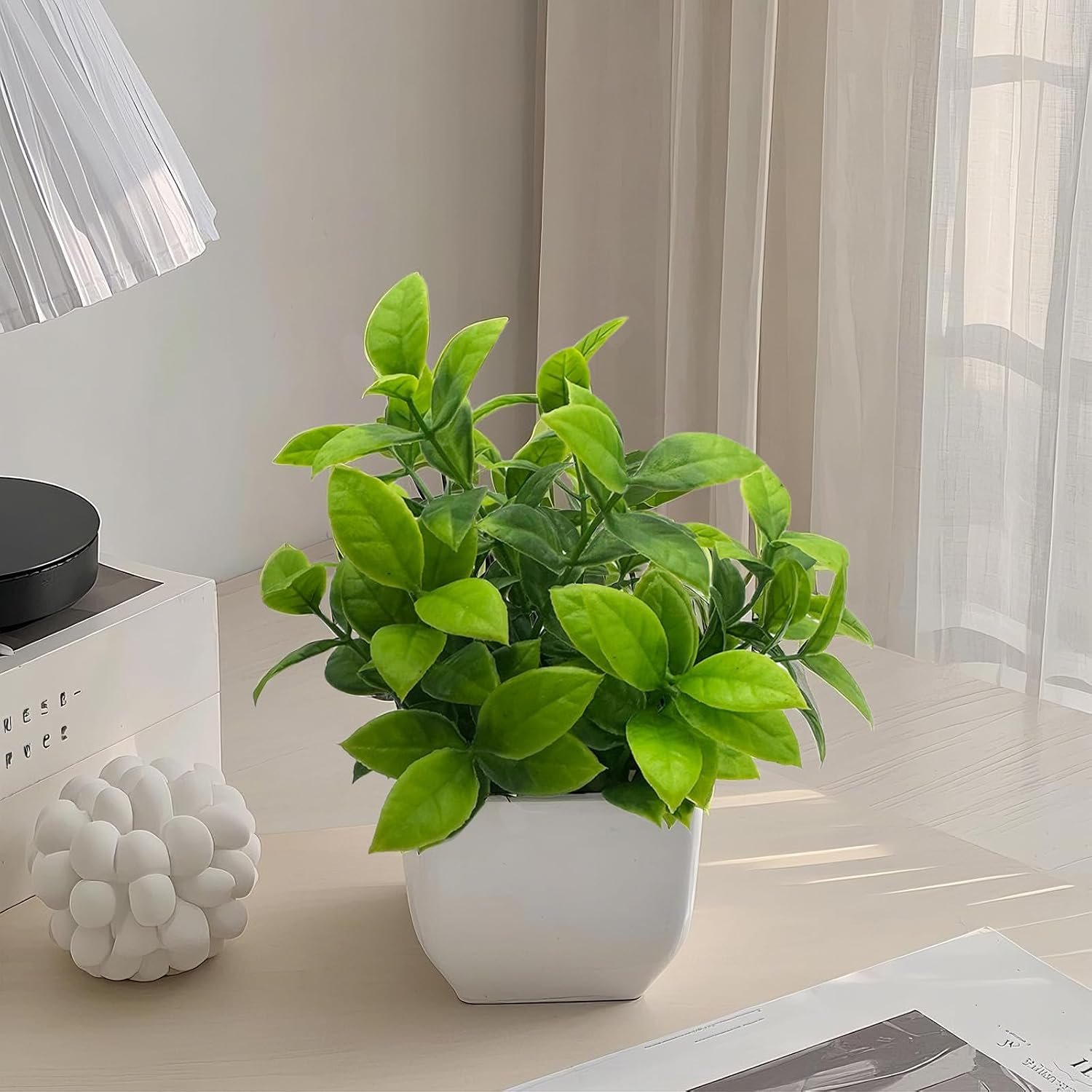 1 Pack Fake Plants Small Artificial Plants Indoor Greenery Potted for Home Decor Office Desk Table Room Farmhouse Bathroom Decor