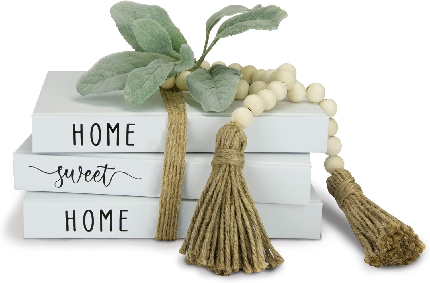 White Decorative Faux Books for Farmhouse & Living Room Decor – Coffee Table & Shelf Accent, Home Sweet Home
