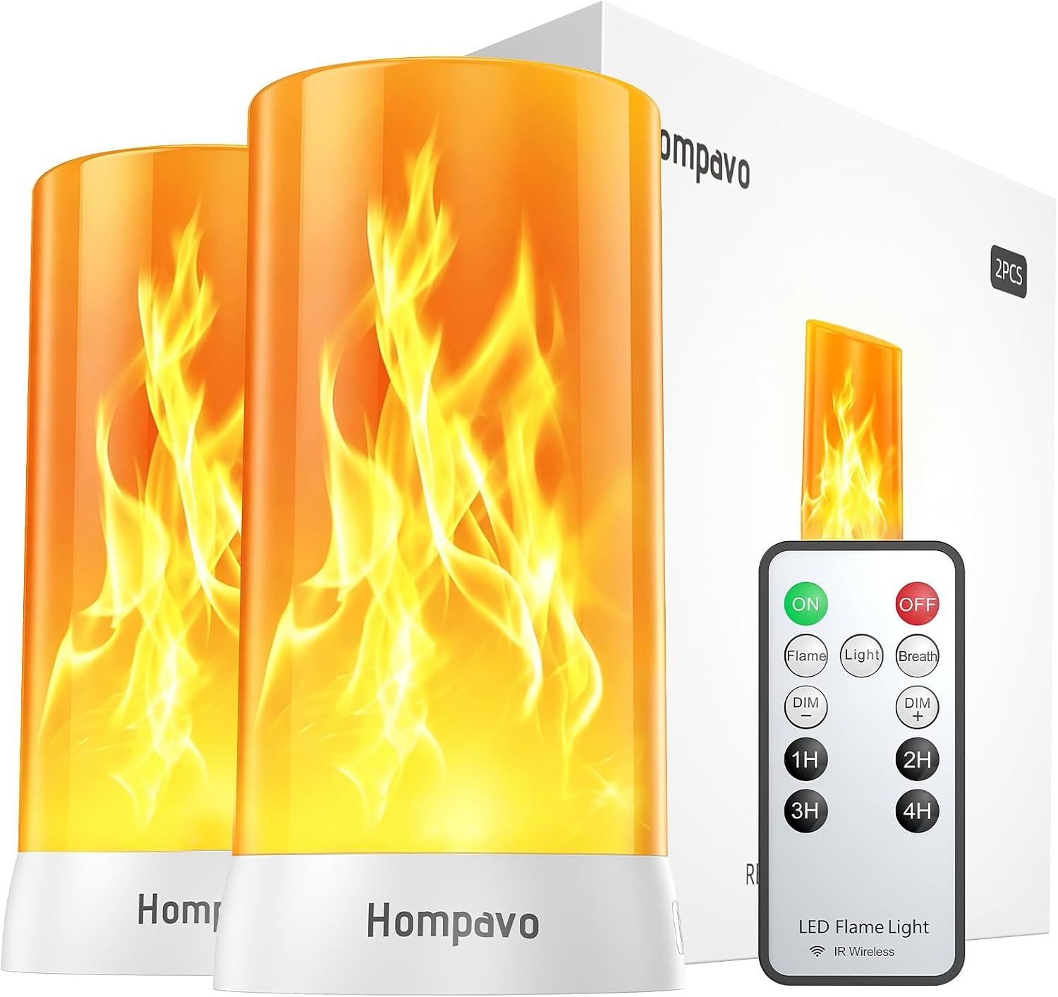 【Upgraded】 Hompavo Flame Lights with Remote & Timer, 4-Mode LED Rechargeable Battery Operated Flameless Candles, Waterproof Pillar Flickering Lanterns for Bathroom Patio Wedding Christmas Home Decor