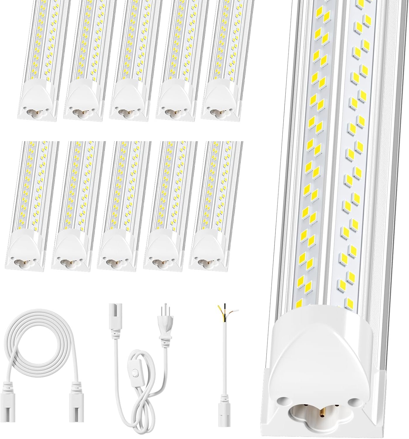 Super Bright 100W 5000K 15000LM 8FT Led Shop Lights 10-Pack For Garage Shop | Linkable 8′ Led Shop Light Fixtures For Upgrades Garage Shop Workshop Warehouse Lighting Warehouse Metal Workshop Farm Barn