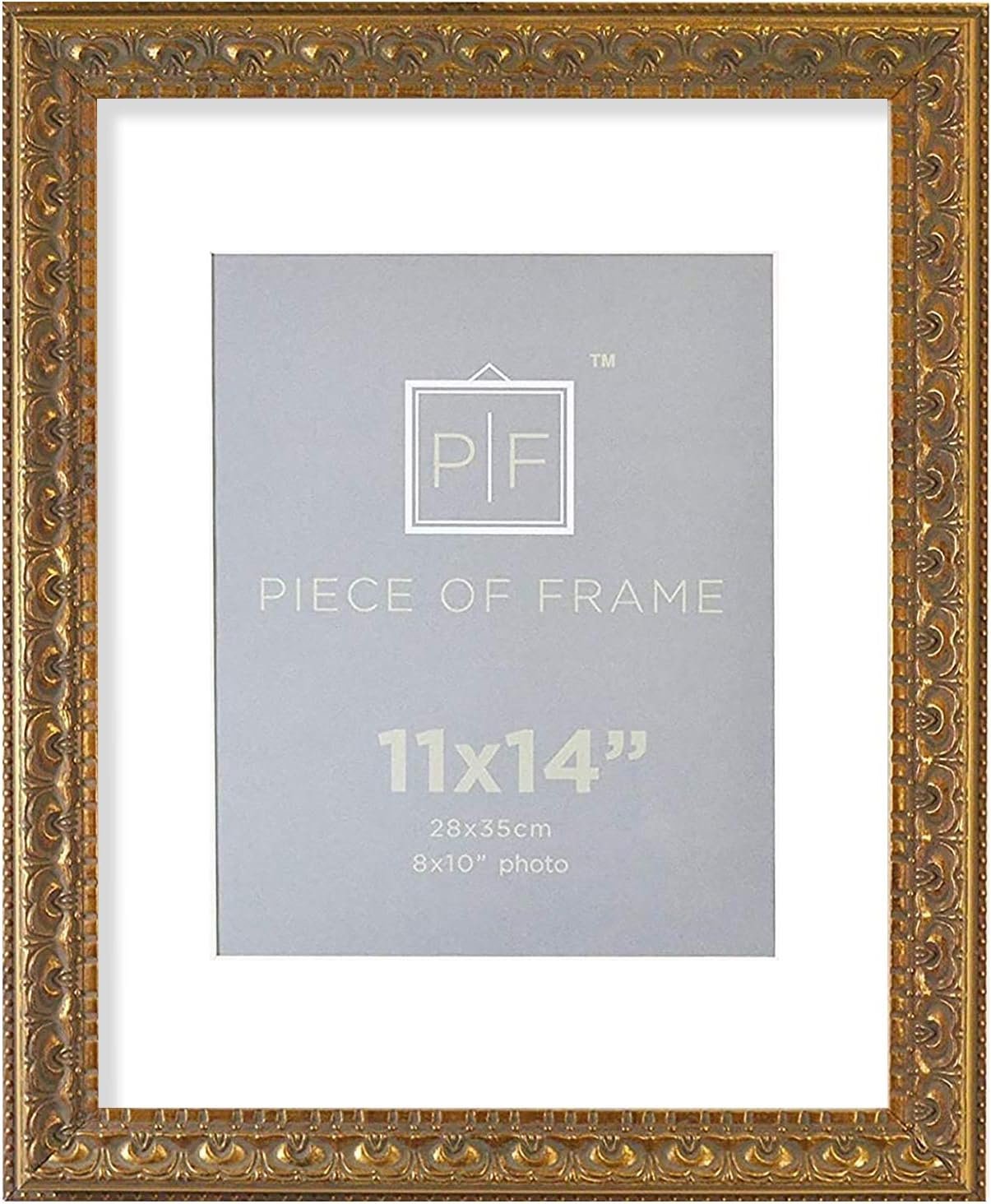 Golden State Art, 11×14 Ornate Finish Photo Frame, with White Mat for 8×10 Picture & Real Glass, Color: Bronze
