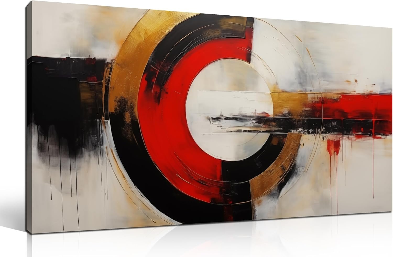AUUZAIUA Abstract Canvas Wall Art for Living Room Black and Red Geometry Pictures Wall Decor for Bedroom Office Kitchen Canvas Prints 20×40 Inch
