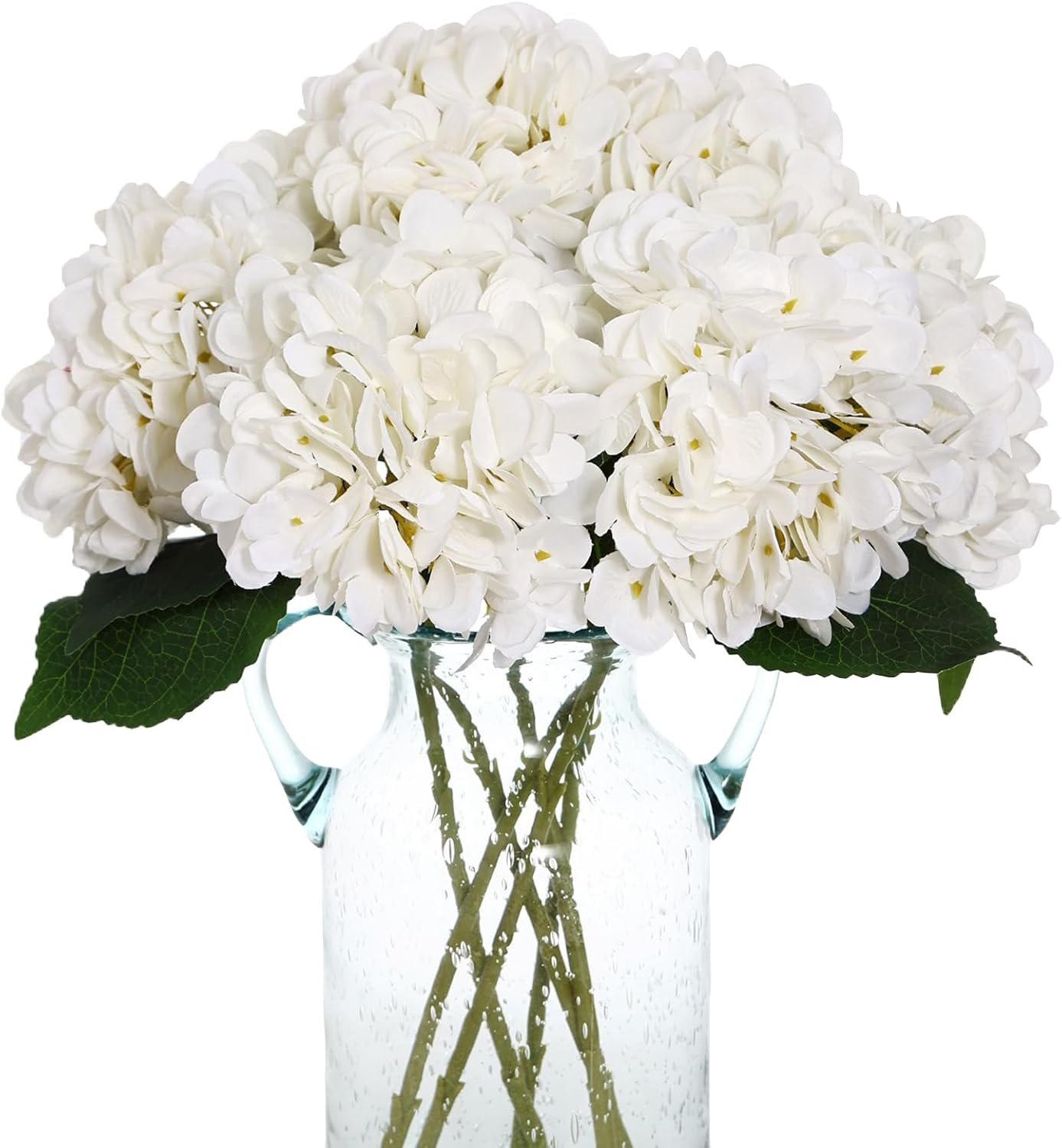 Kimura’s Cabin 6pcs White Hydrangea Artificial Flowers Silk Fake Hydrangeas Faux Hydrangea Flowers with Stems for Wedding Bouquets Arrangement Home Table Centerpieces Baby Shower Party Decoration