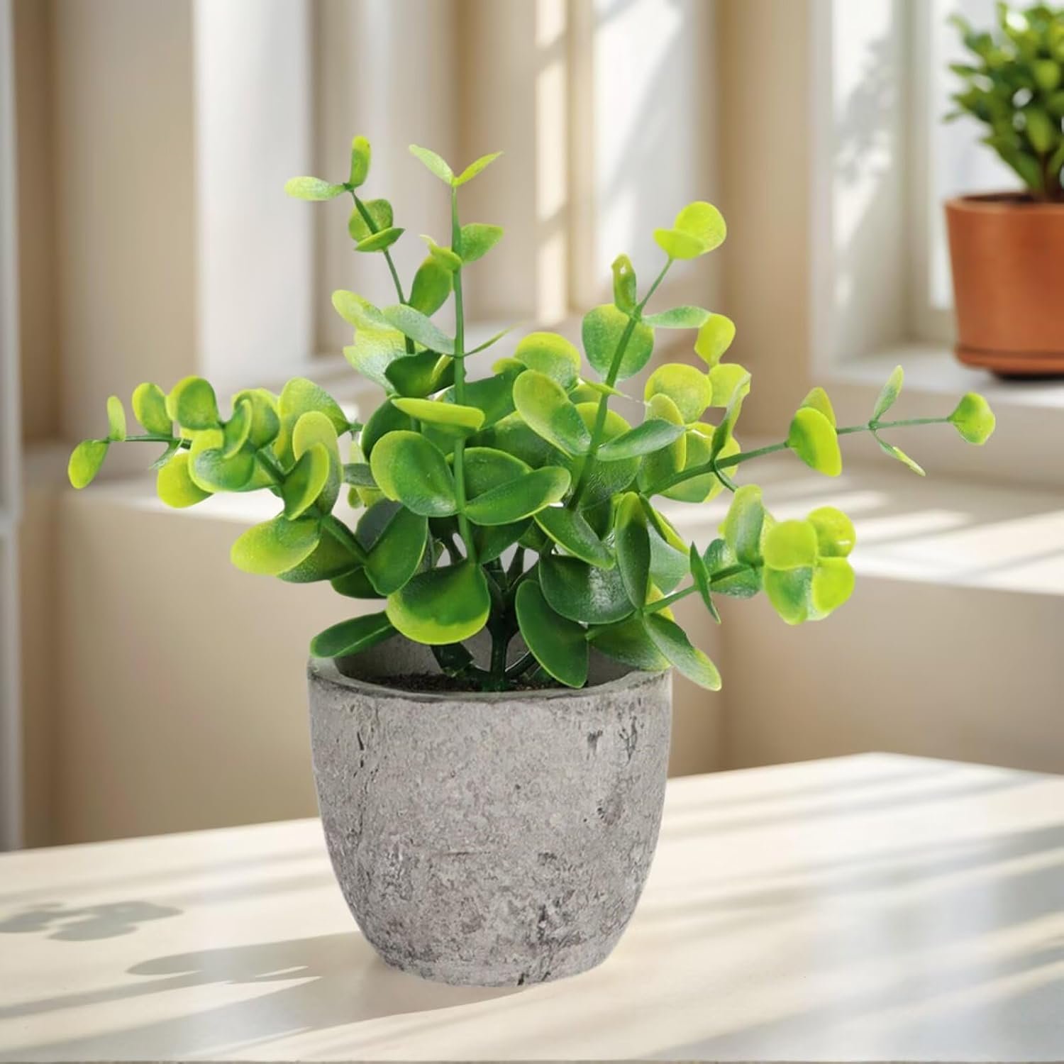 1 Pack Fake Plants Mini Artificial Greenery Potted Plants for Home Decor Office Room Table Indoor Decor