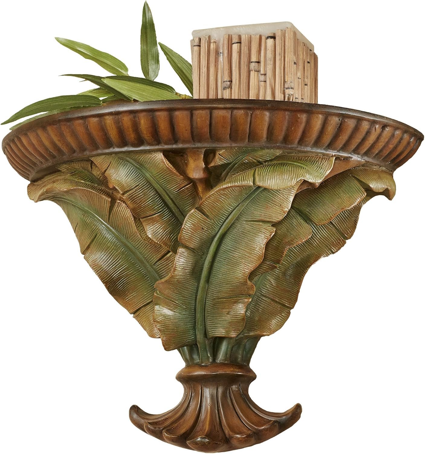 Touch of Class Bamboo Tropics Decorative Wall Shelf – Resin – Brown, Green, Russet – Tropical Style Decor for Dining Room, Kitchen, Bedroom, Living Room, Entryway, Foyer, Office