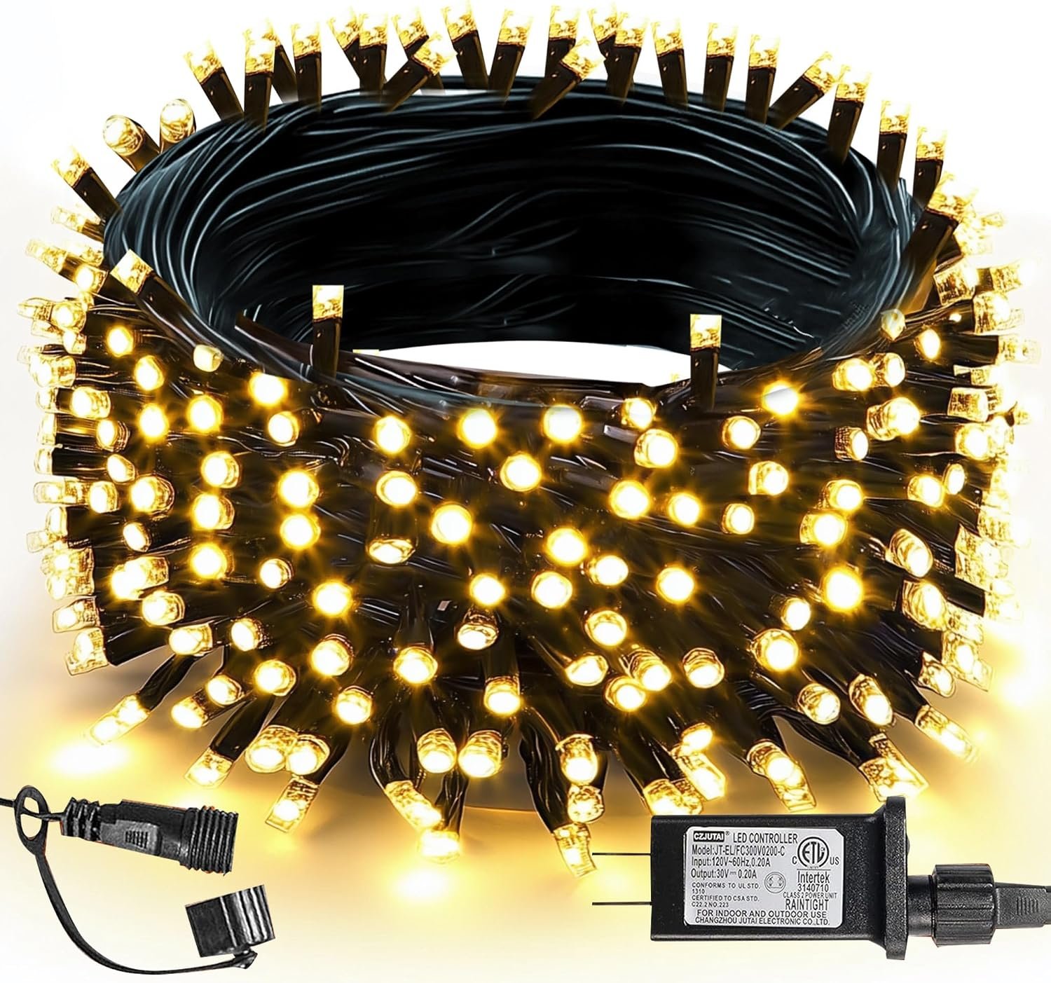 TW SHINE Christmas Lights, 200 LED 66FT Outdoor Christmas Lights Plug in with 8 Modes, Waterproof Light Outdoor, Indoor Xmas Decorations for Party Yard House Decor, Warm White