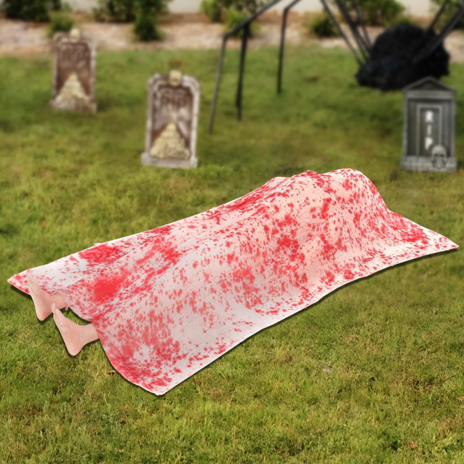 Kendane Scary Halloween Decorations Outdoor and Indoor,The Grave Dead Victim Crime Scene Prop,Haunted House Decorations,Halloween Party Decor,Dead Body Halloween Prop for Yard.