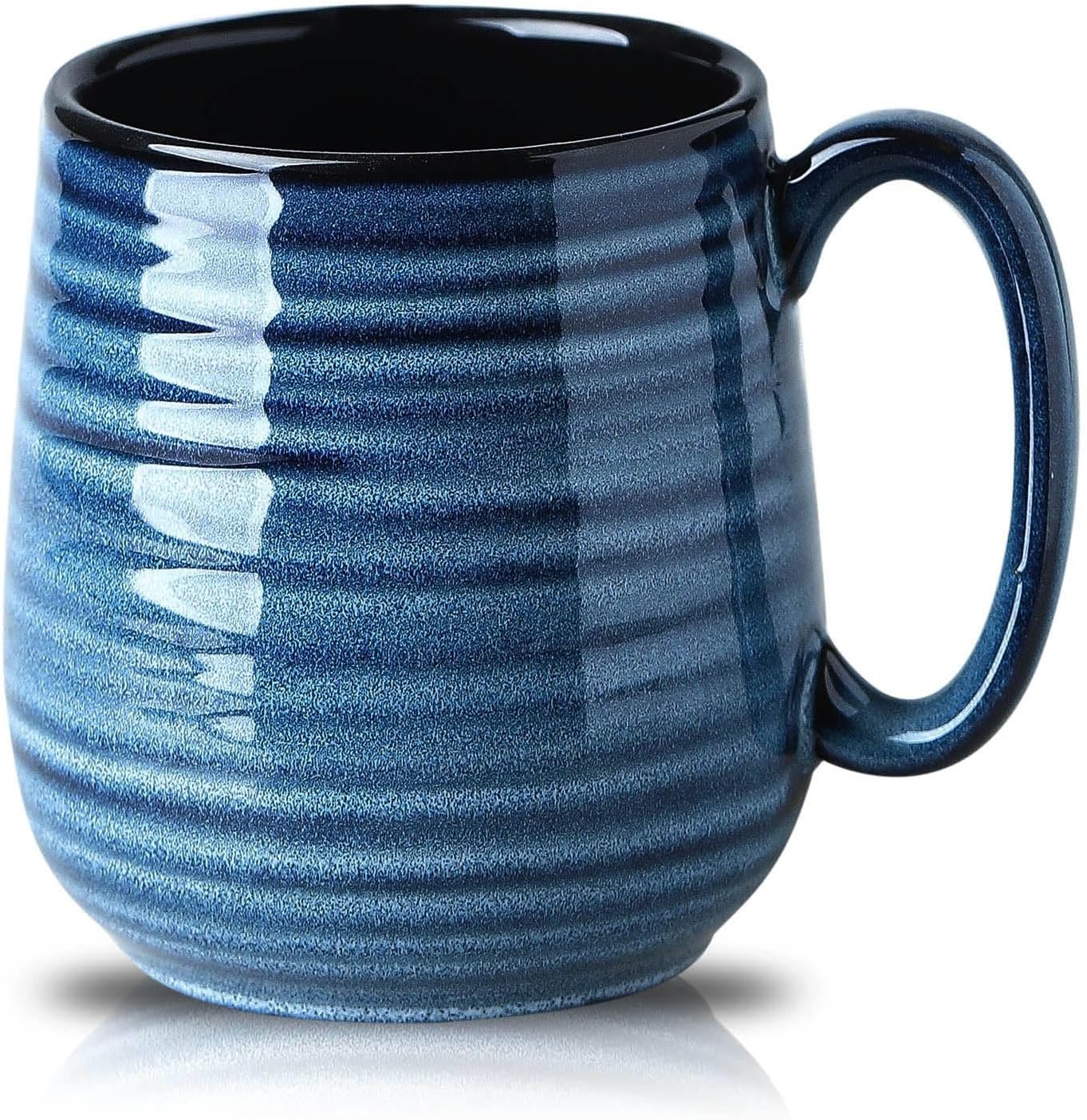 HASENSE Coffee Mug, 20 oz Ceramic Coffee Cup for Men and Women, Large Coffee Mug for Latte Coffee Tea Soup for Office and Home, Dishwasher and Microwave Safe, 1 PCS (Blue)