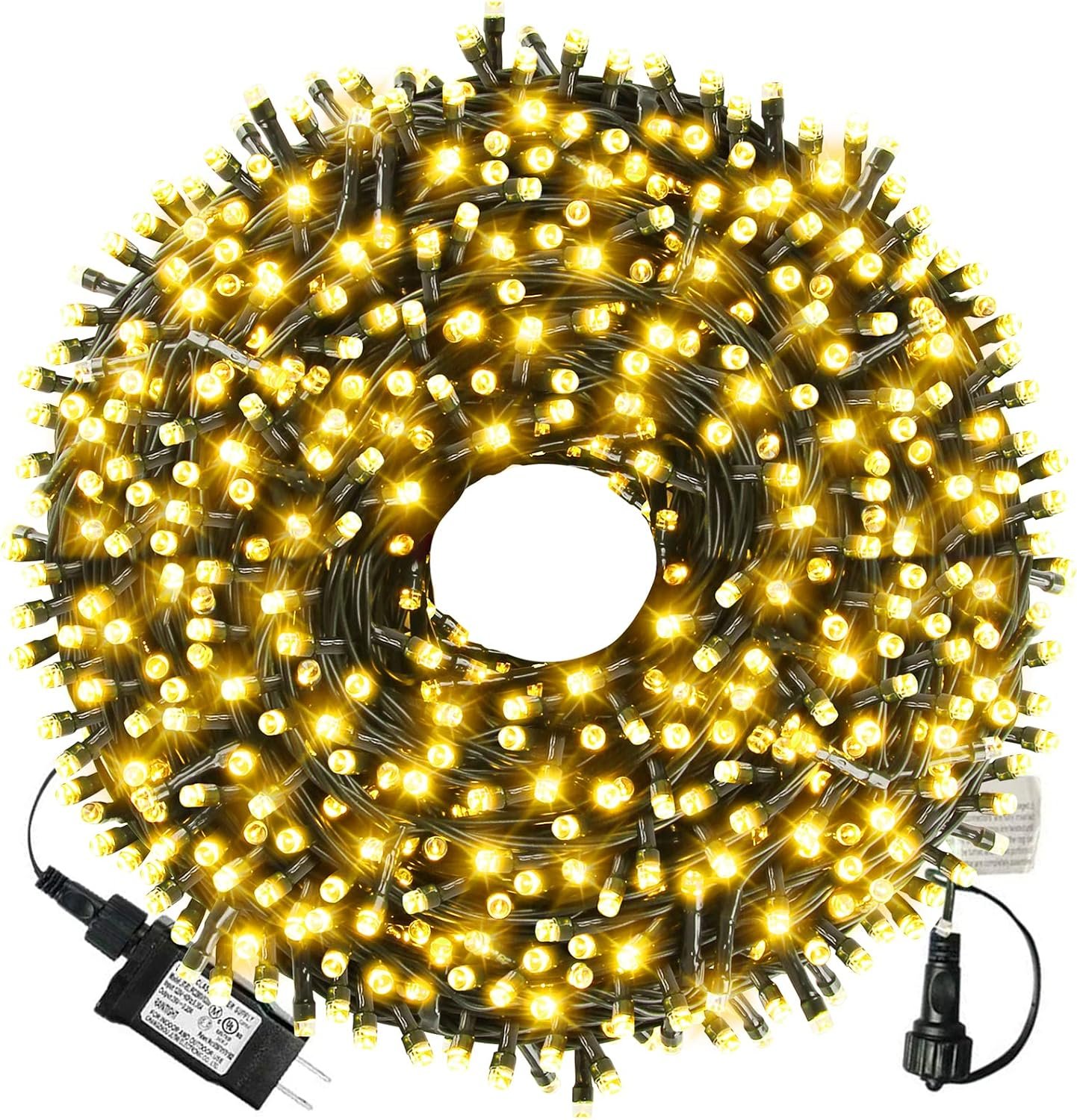 XTF2015 105ft 300 LED Christmas String Lights, End to End Plug 8 Modes Christmas Lights UL Certified Outdoor Indoor Fairy Light Christma s Tree, Patio, Garden, Party, Wedding, Holiday (Warm White)
