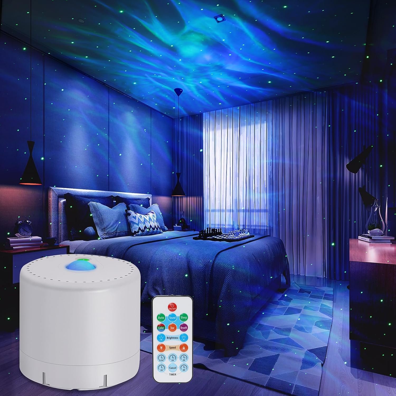 Galaxy Projector, Bedroom Star Projector, with Remote Control and Timer | CAIYUE Night Light Projector, Adjustable LED Light Colou, Brightness and Speed, Star Projector for Bedroom Parties Holidays