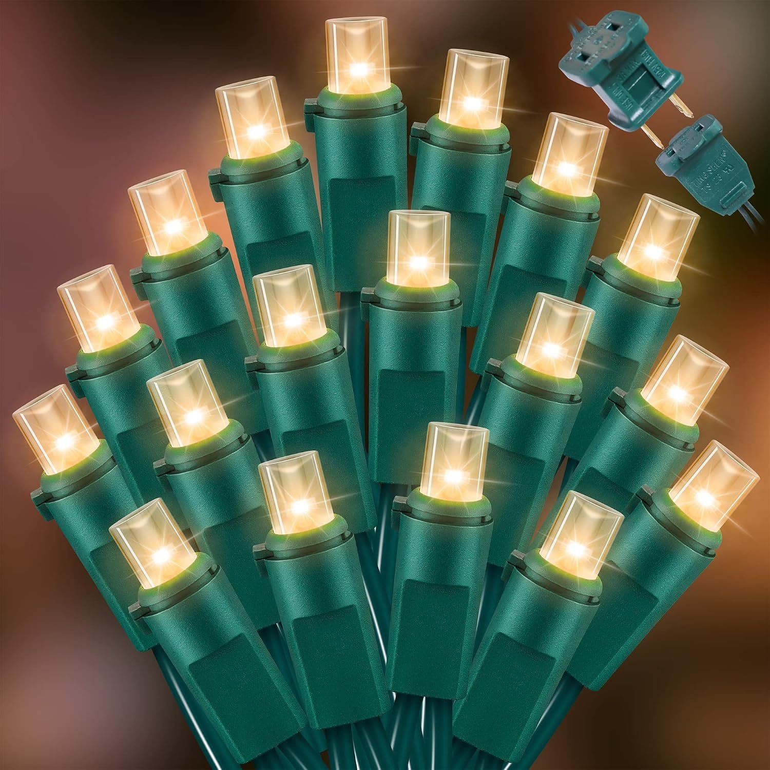 LAMPHOME 100 LED Warm White String Lights – 21.6FT LED Christmas Light, Mini led Extendable Green Wire Waterproof Indoor Outdoor Fairy String Lights for Xmas Tree Holiday Home Party Garden