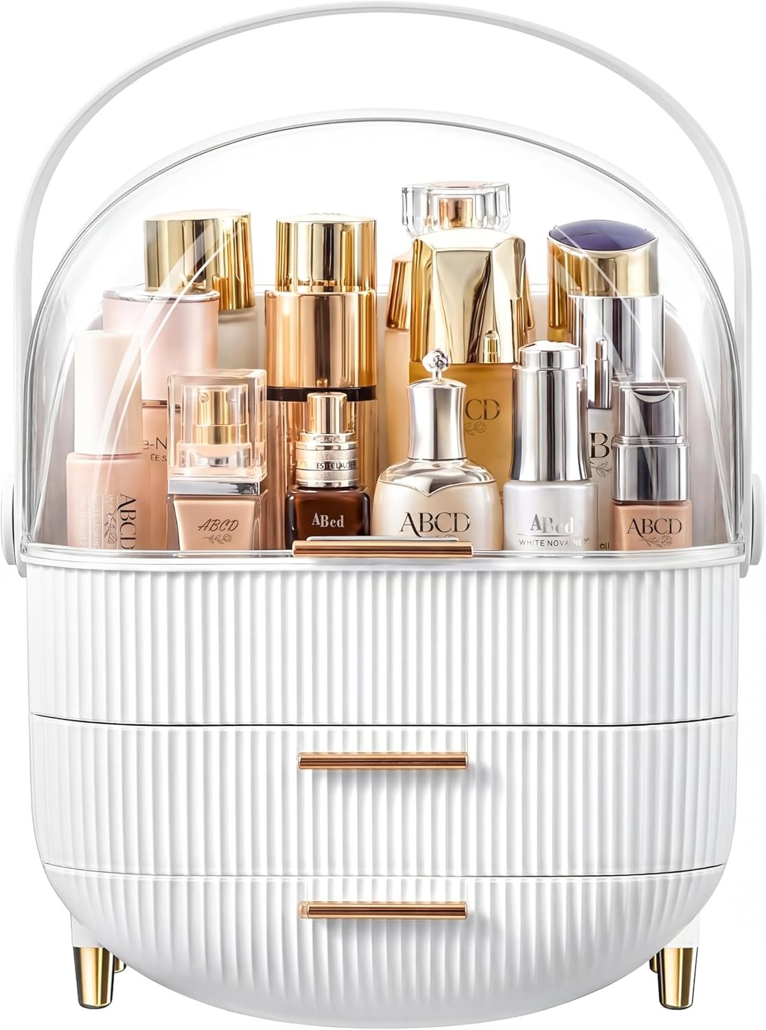 Makeup Organizer Skincare Organizers – Cosmetic Display Cases with Transparent Cover, SkinCare Organizers for Bathroom Countertop, Bedroom Vanity Desk, Lipstick Organizer, White