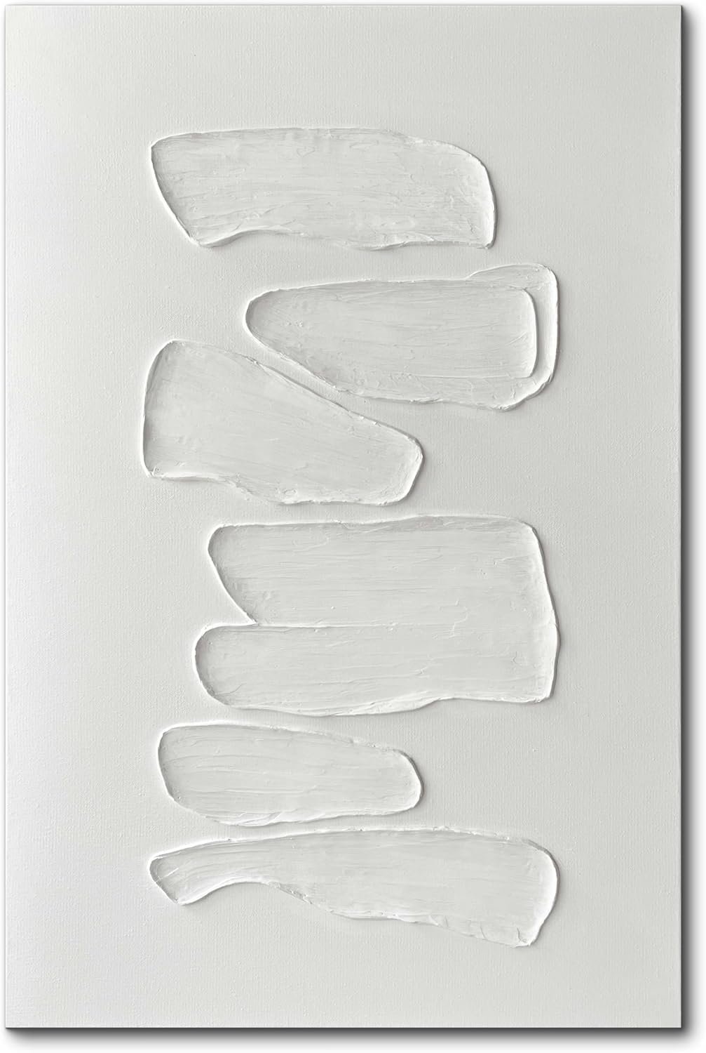 Creespi White Textured Wall Art – Hand Painted Minimalist Oil Painting On Canvas 24×36 inch,Modern Abstract Art Painting for Wall Décor
