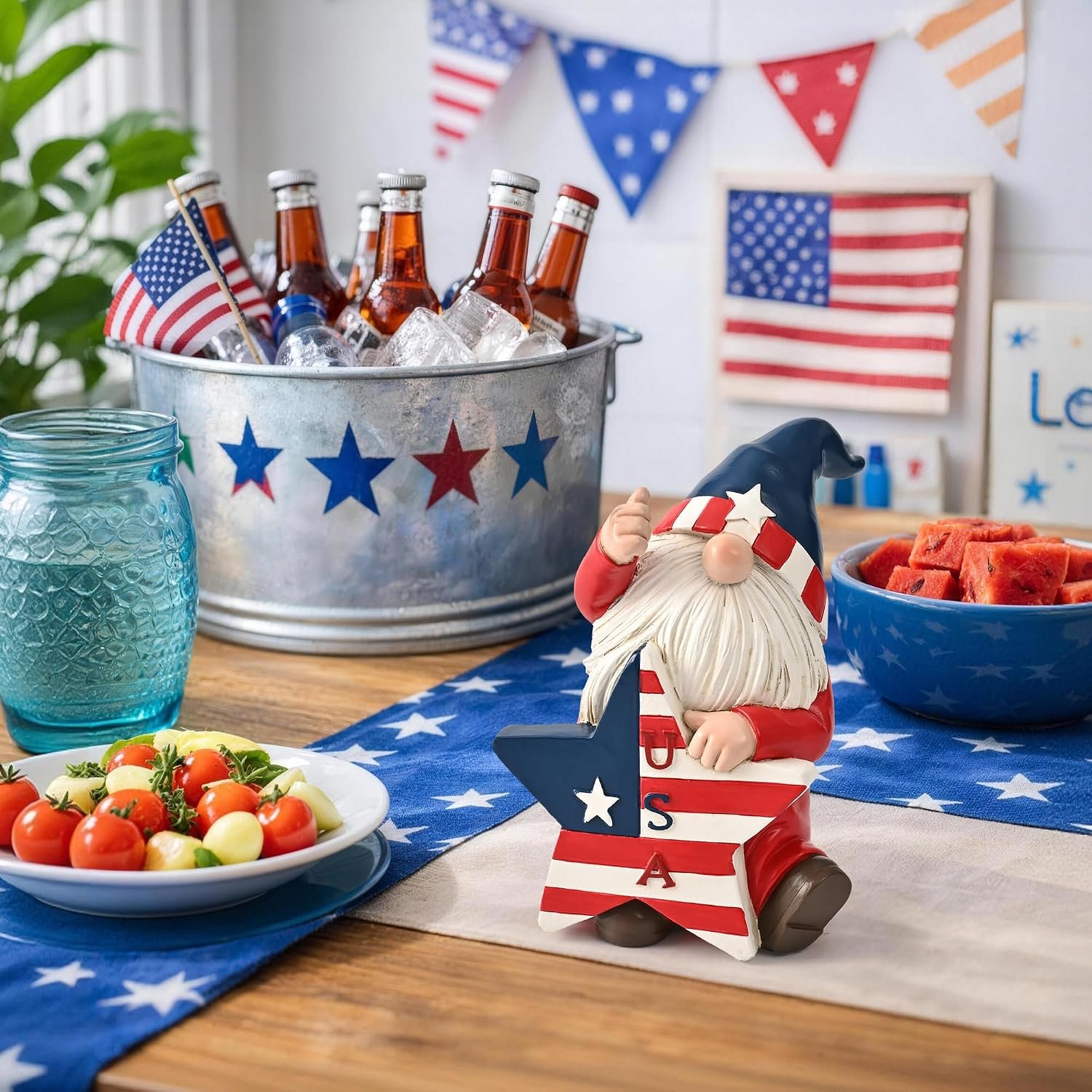 TISEJOY 4th of July Decorations Outdoor Gnomes Statues for Memorial Day 6″, 4th of July Decorations, Stars and Stripes Gnomes Figurines for Living Room Garden, Patriotic Decorations for Home Decor