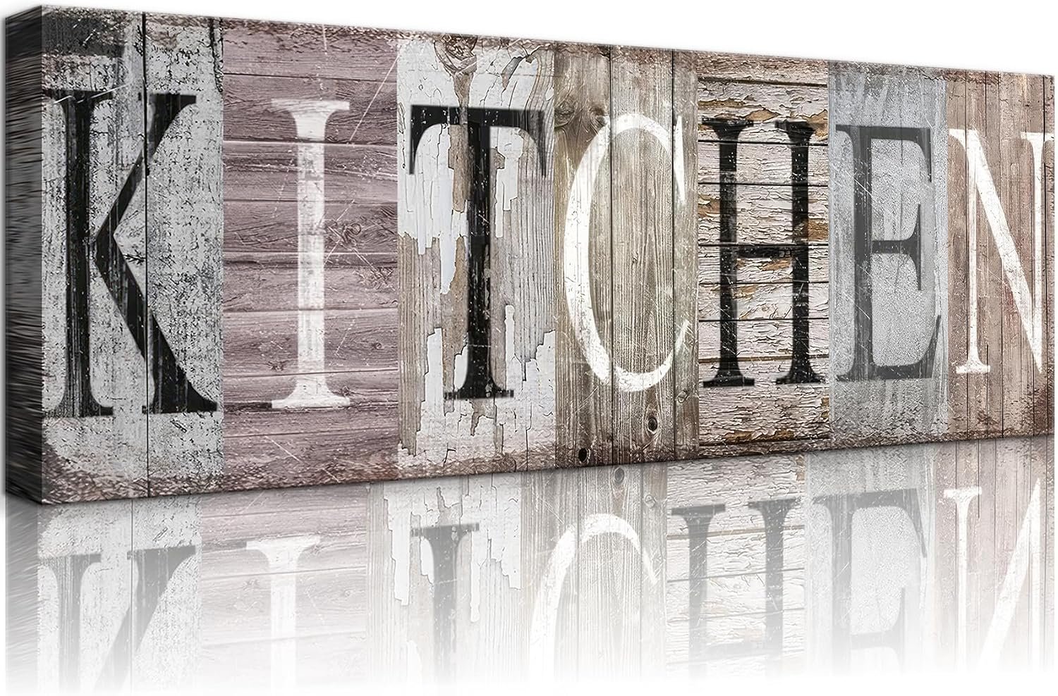 DCMVJHZV Kitchen Signs Canvas Wall Art Rustic Kitchen Wall Decor Retro Farmhouse Sign Print Quotes Painting Picture With Solid Wood Inner Frame Decor Ready to Hang(8″x24″)