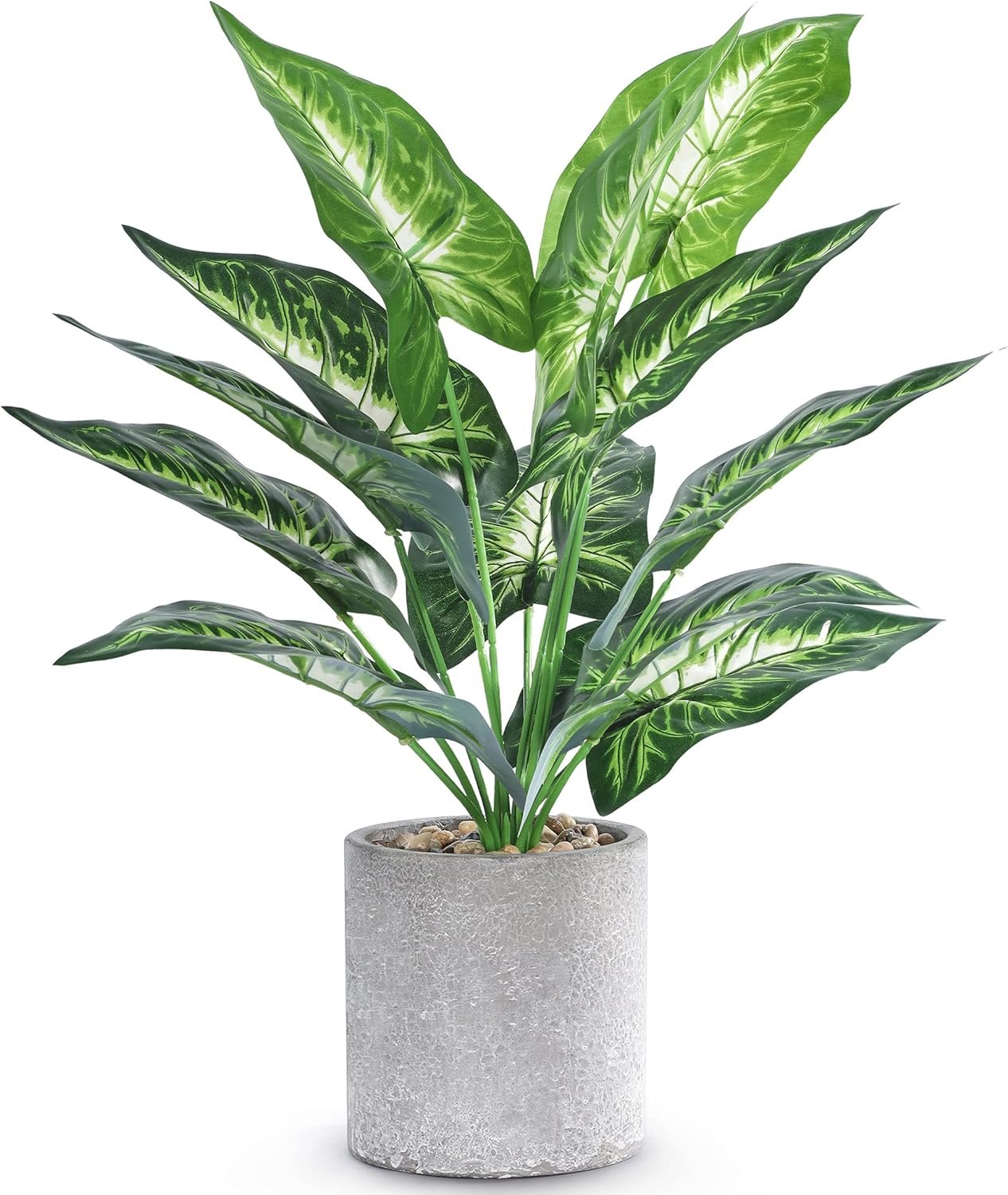 16″ Small Fake Plants Artificial Tropical Faux Plants Indoor Desk Plant for Home Office Kitchen Shelf Sage Green Decor