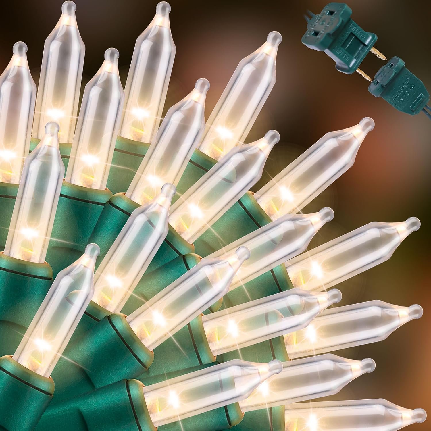 LAMPHOME 100 Count Clear Christmas Lights – 20 ft Ultra Bright White String Lights with Green Wire for Indoor and Outdoor Use, Christmas Trees, Holidays Party Patio Wedding and Garden