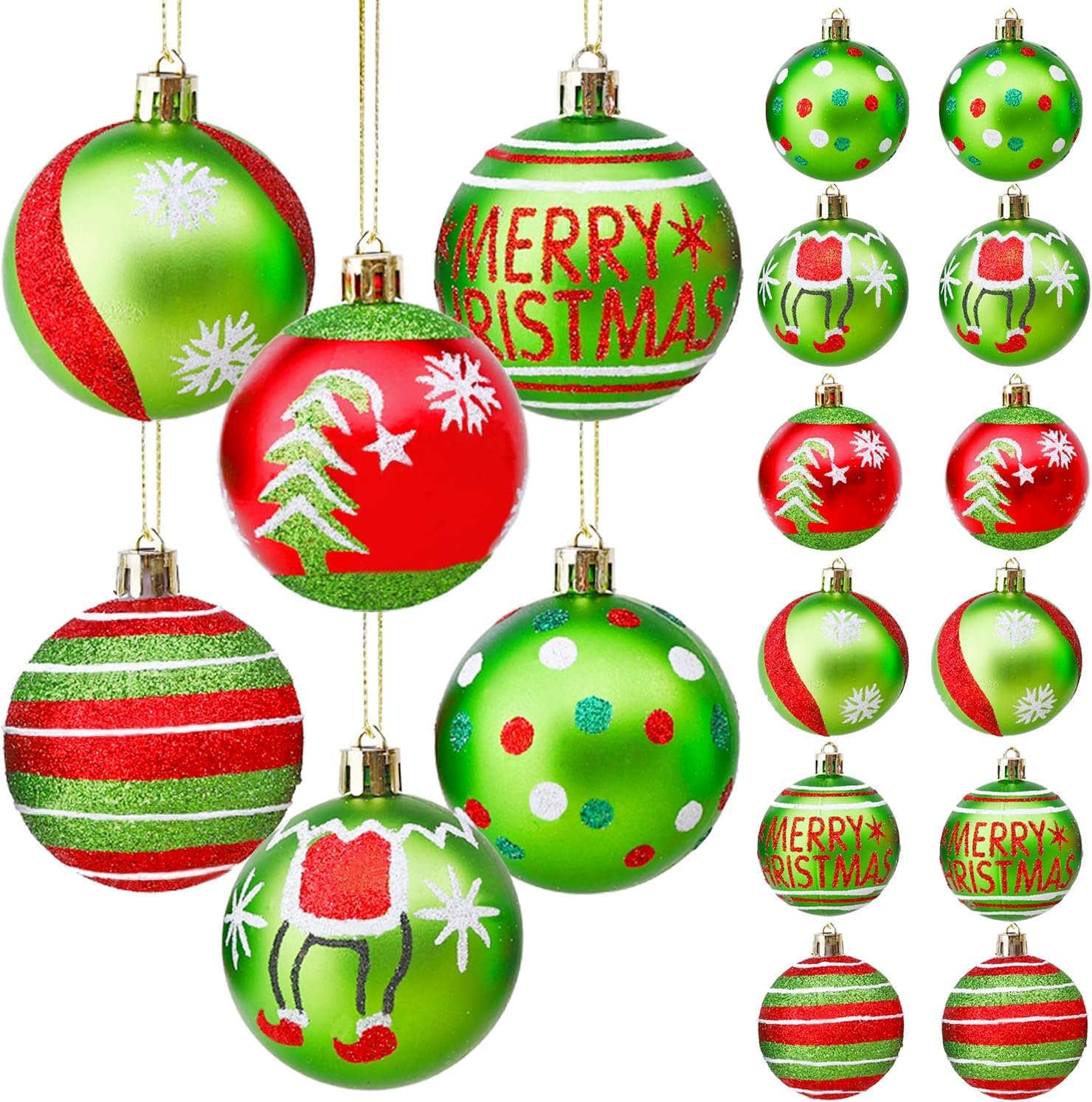 12 Pieces 2.4 Inch Christmas Ball Ornaments, Glittering Plastic Hanging Decorations for Xmas Tree Decoration Pendants
