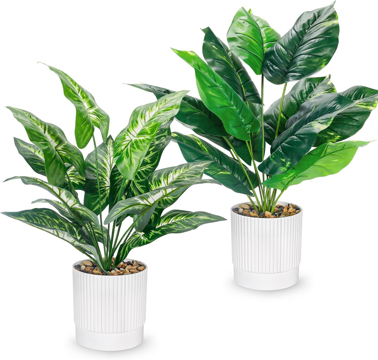 Der Rose 2 Pack 16″ Fake Plants Artificial Tropical Plants Indoor Faux Greenery for Home Office Desk Bathroom Decor