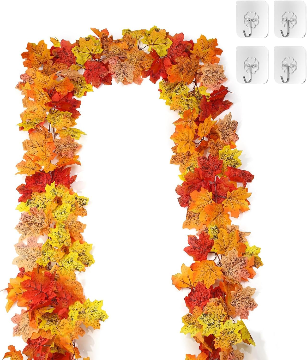 SITUMEIZI 2 Pack Fall Garland 13Ft Fall Leaf Garland for Thanksgiving Fireplace Party Decor Autumn Leaves Garlands for Autumn Decorations