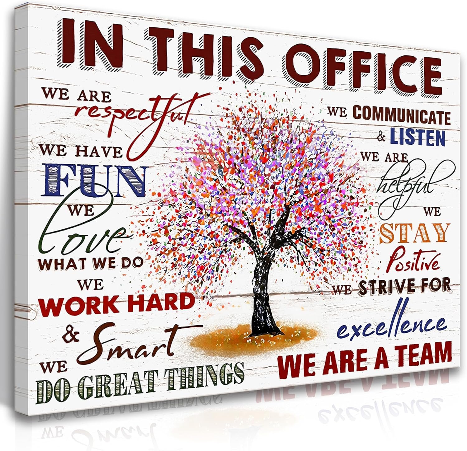 HDXUFJQ Office Inspirational Wall Art In This Office Canvas Wall Decor Team Rules Motivation Positive Quotes Pictures Prints Teamwork Painting for Home Office Ready to hang(12″x16″)