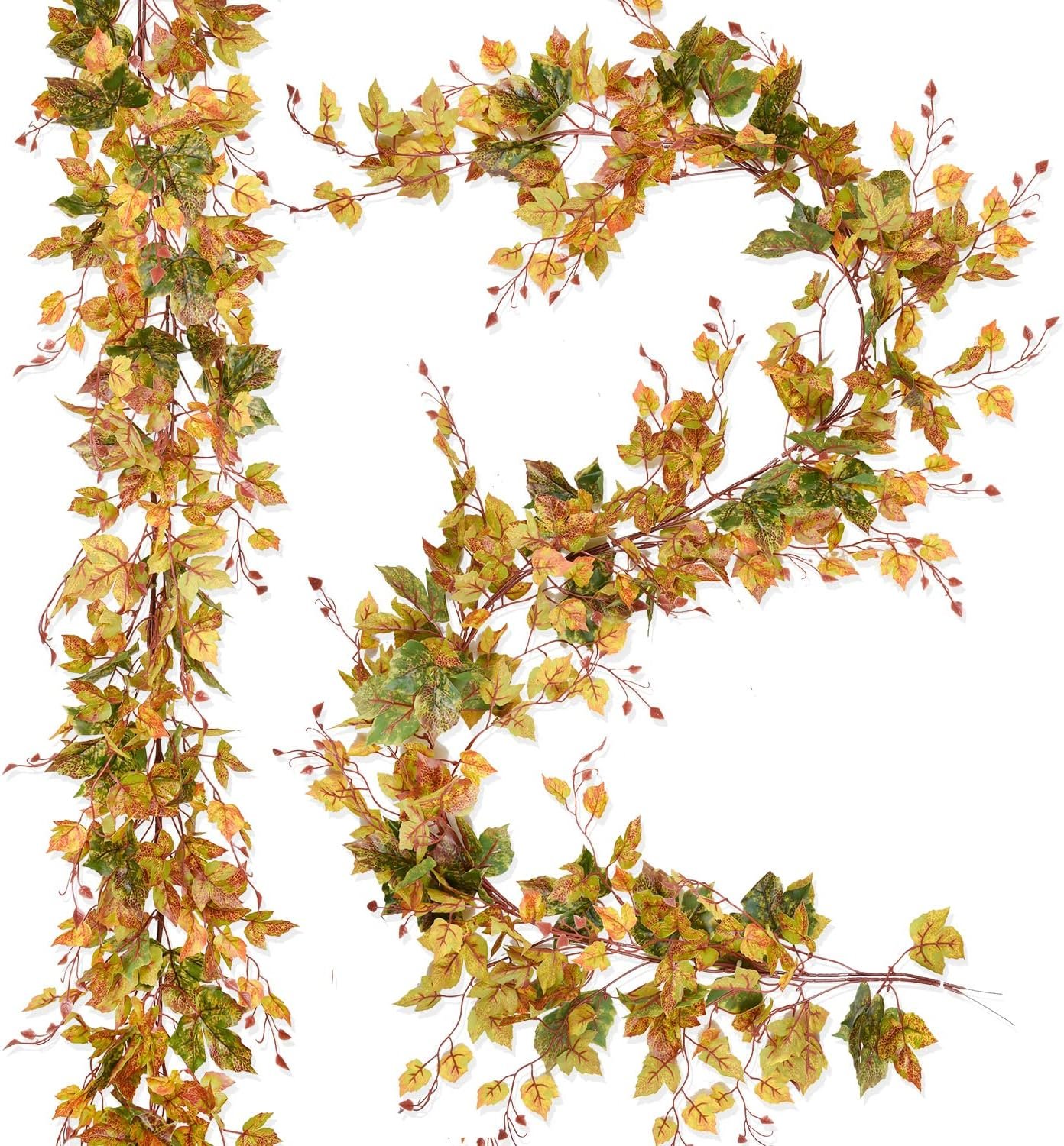 2 Pack Fall Maple Leaf Garland Clearance – 6.5ft/Piece Artificial Fall Foliage Garland Autumn Decoration for Home Wedding Halloween Party Thanksgiving