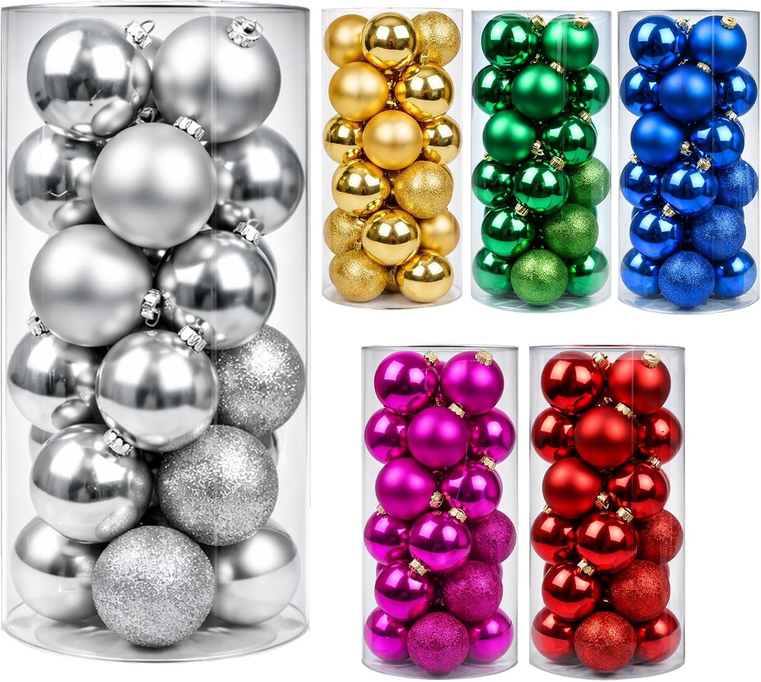 24ct Silvery Christmas Ball – 1.18 Inch Shatterproof Christmas Tree Decoration Ornaments Hanging Ball for Xmas Tree, Holiday, Wedding, Party
