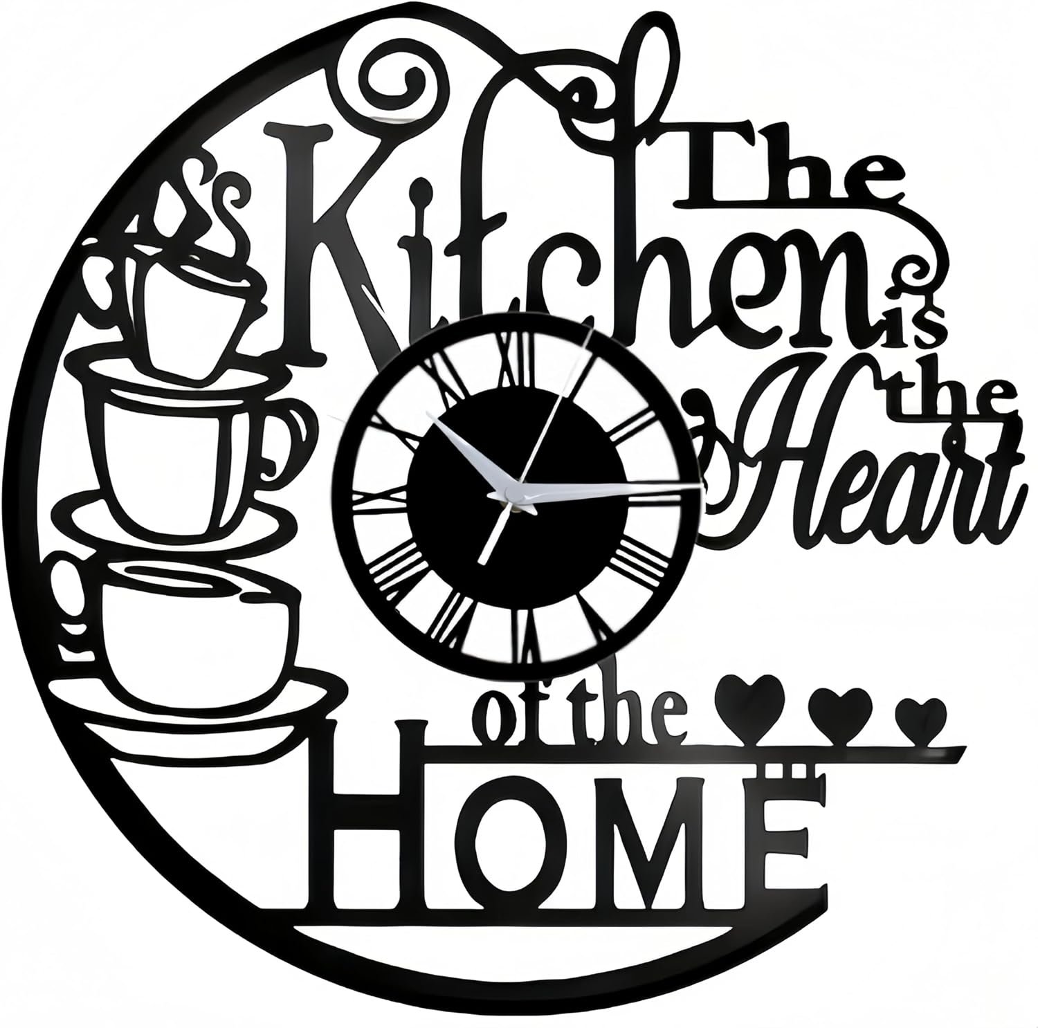 Kitchen Wall Clock with Cup Design, 12 Inches | The Heart of The Home