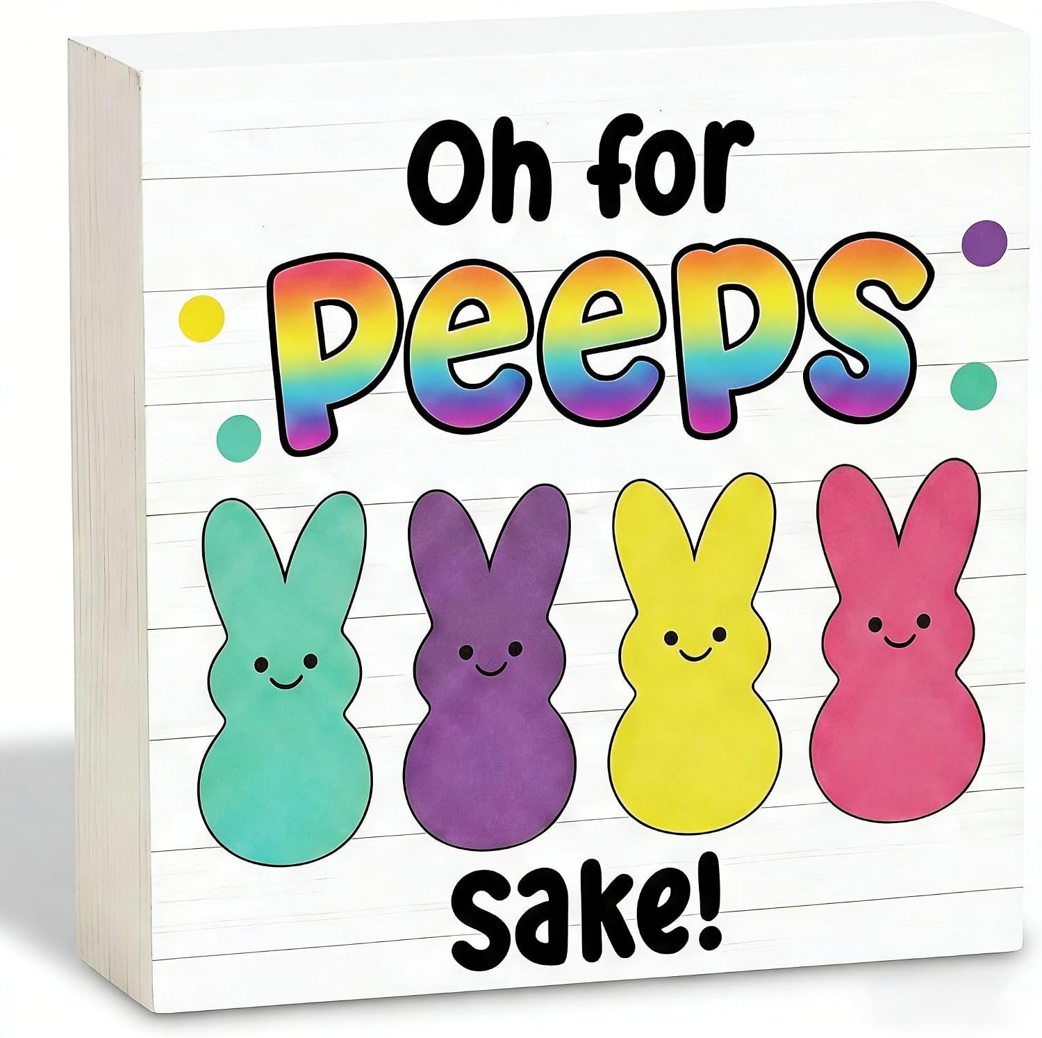 Easter Decorations Funny Bunny Decor Desk Easter Decor Wooden Box Sign Gift Wood Block Plaque Box Sign for Home Farmhouse Kitchen Bathroom Shelf Table Decoration Oh for Shake (White)