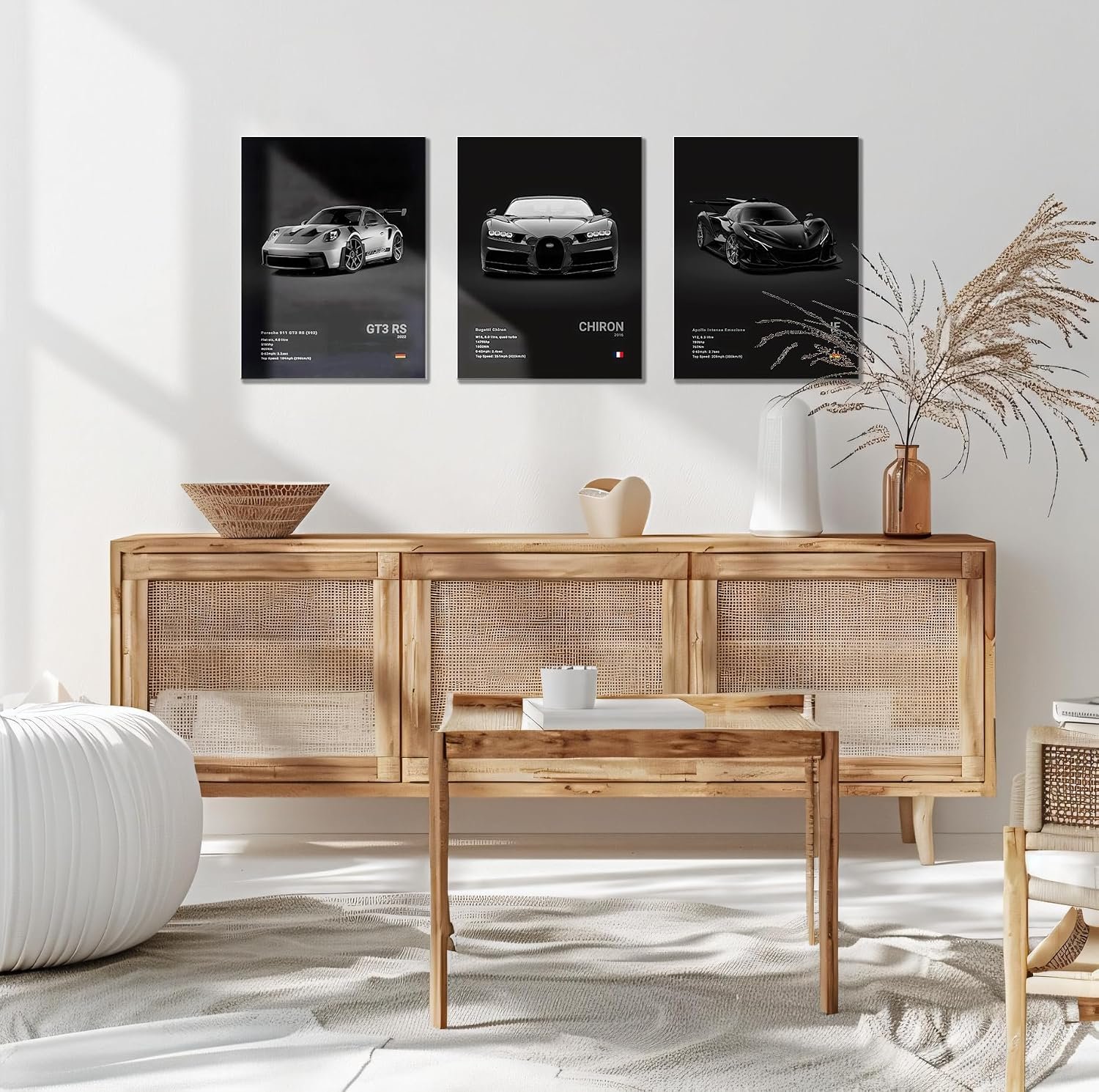 CSLGQGV Car Poster Vintage Racing Car Wall Art Supercar Canvas Prints Painting For Men Room Pictures Guys Dorm Room Aesthetics Decor Bedroom Office (frame, 12″x16″ Canvas) black 01
