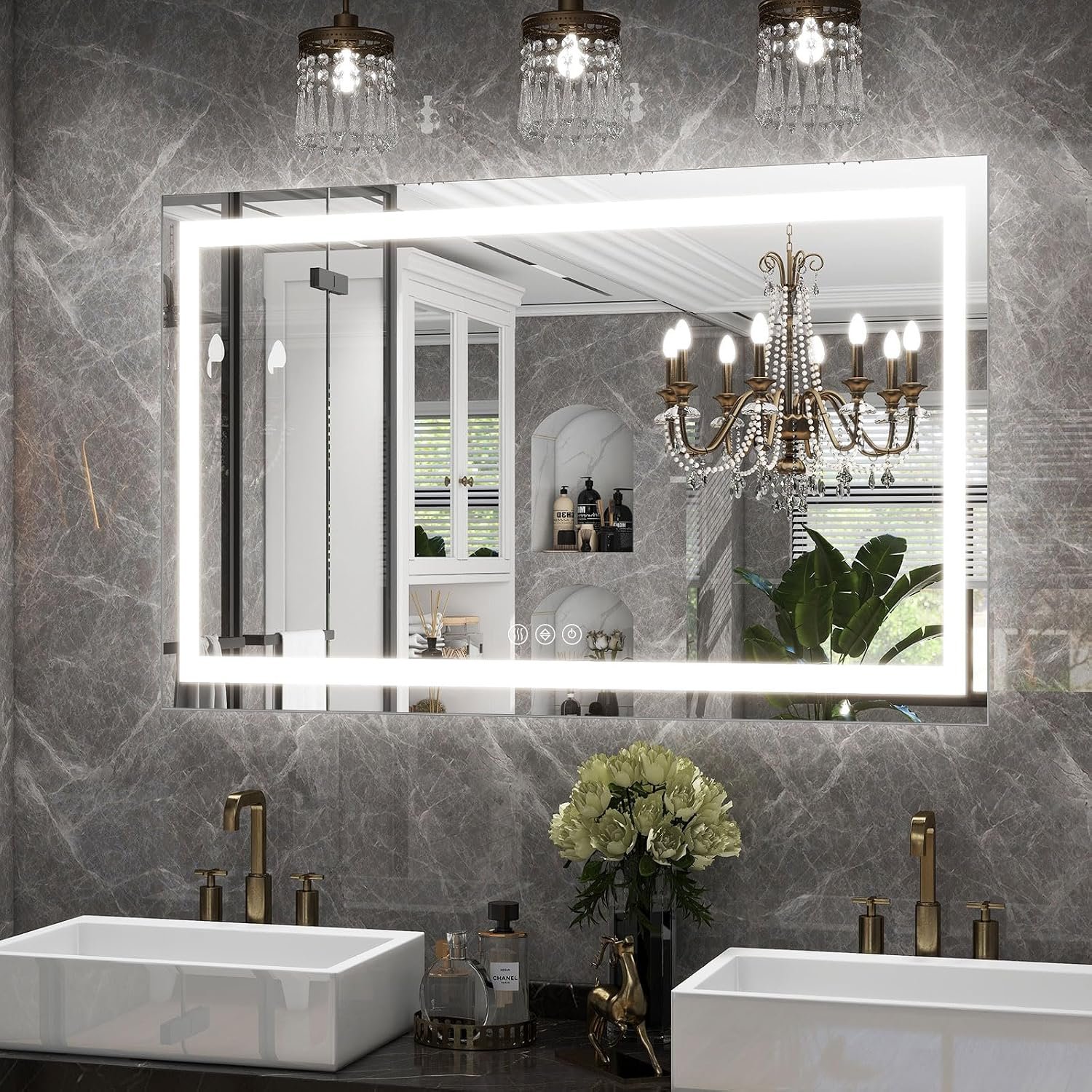 Easly 26×38 Inch LED Bathroom Mirror with Lights for Wall – Backlit + Front Lit, 3 Color Modes, Anti-Fog, Tempered Glass – Wall Mounted Modern Vanity Mirror