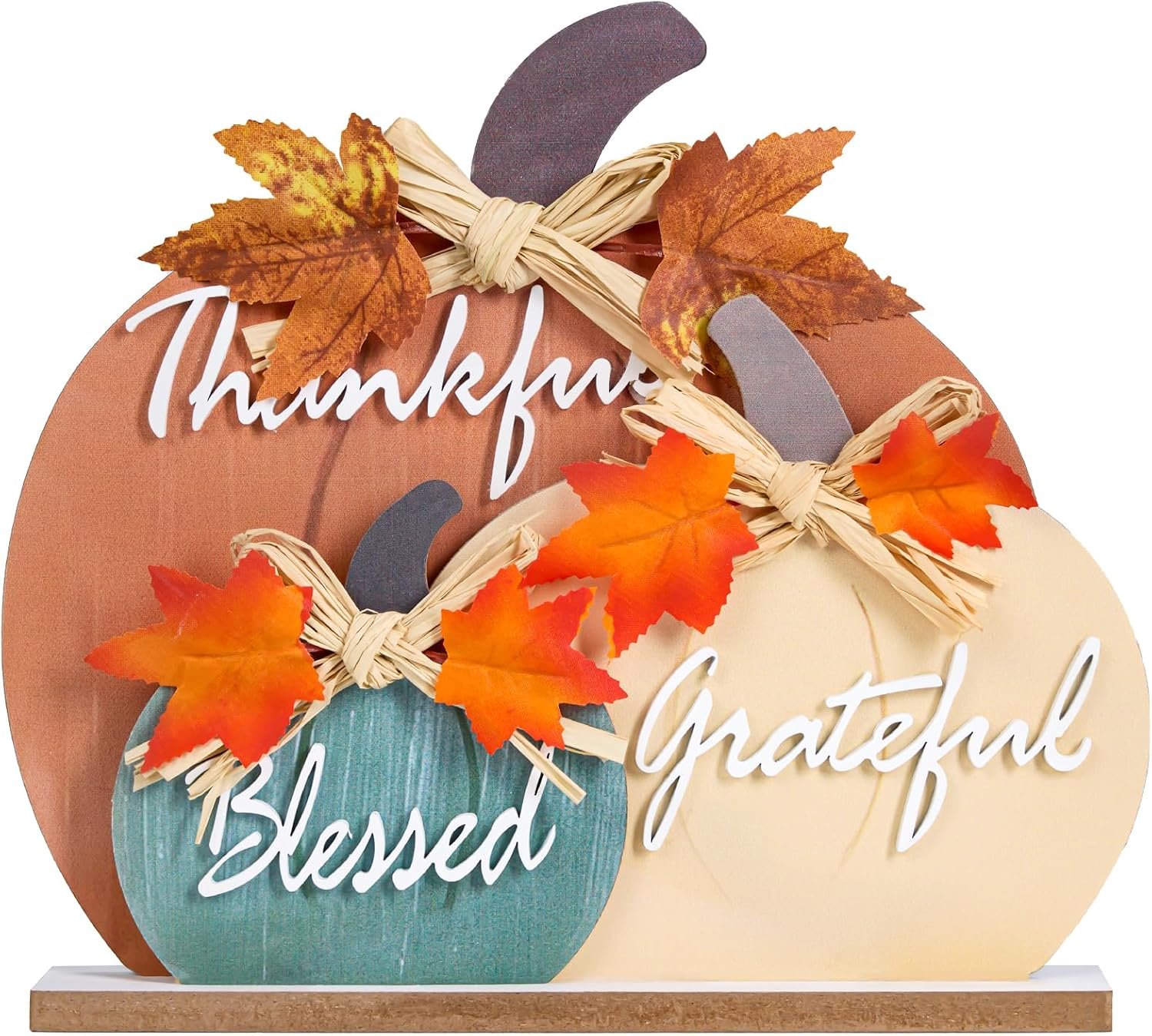 Fall Pumpkin Decor, Thanksgiving Fall Decorations for Home, Farmhouse Wooden Pumpkin Autumn Decor, Thanksgiving Decorations Sign for Table Office Desk Mantle