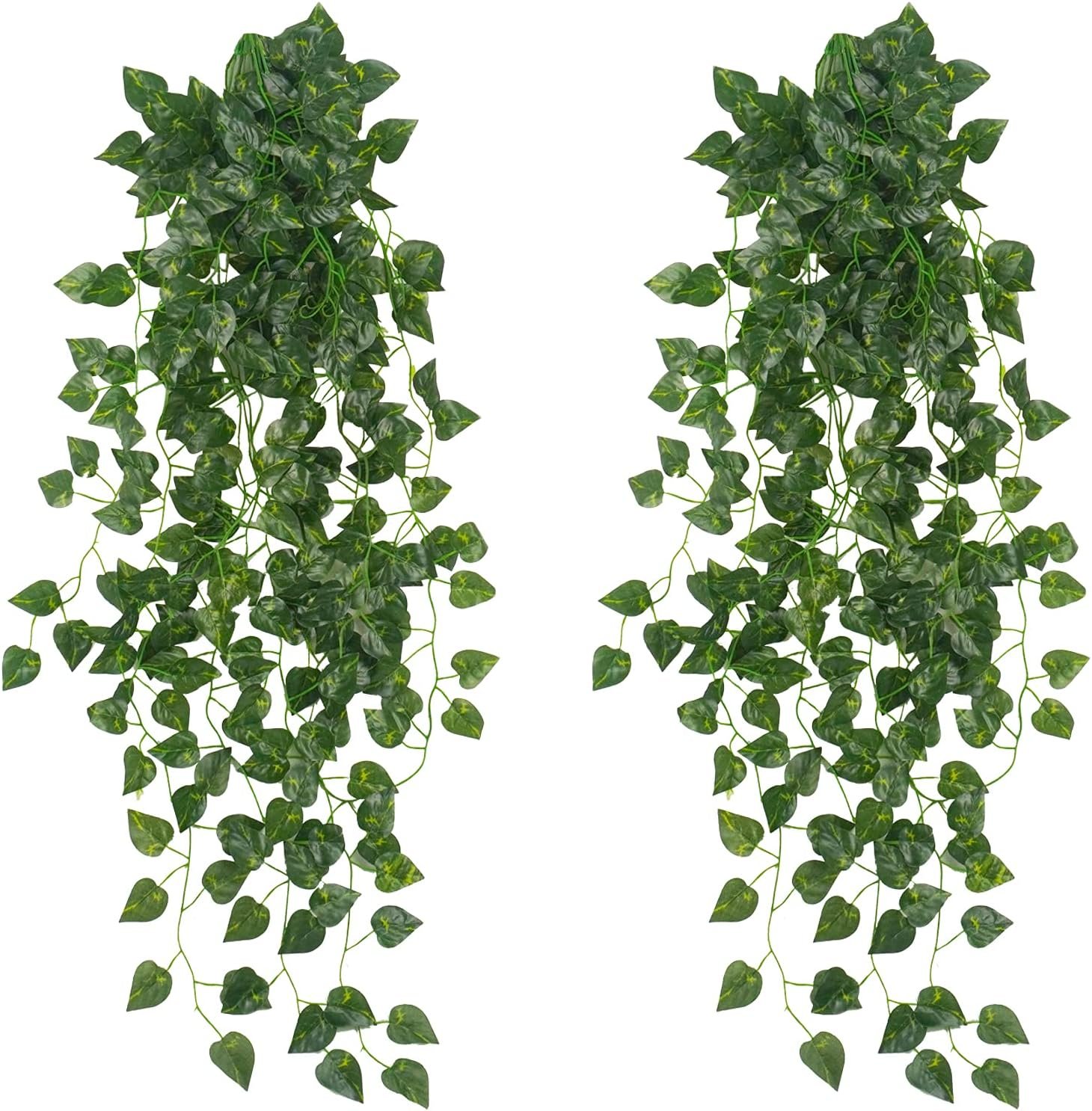 Uieke 2Pcs Fake Plants for Outside Fake Plant Decor 3.1ft Artificial Hanging Plants Fake Ivy Vine Faux Greenery Vine Plant for Home Room Wall Pot Hanging Planter Indoor Outdoor Décor