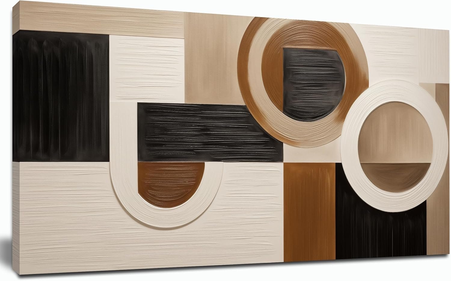 Tarfupth Brown Abstract Wall Art for Living Room Large Black Boho Geometric Modern Minimalist Canvas Prints Artwork for Bedroom Office Kitchen Ready to Hang 20×40 Inch