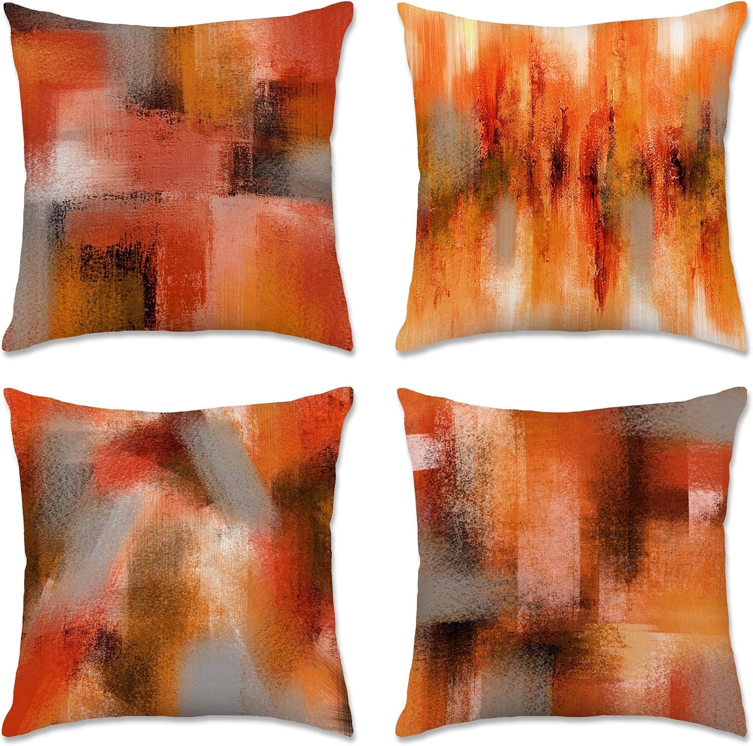 Hexagram Throw Pillow Covers 18×18 Burnt Orange Decor Throw Pillows Outdoor | Couch Pillows Set of 4, Modern Orange Cozy Soft Cushion Case for Couch Sofa Living Room Indoor Home Bedroom Decor(No Insert)