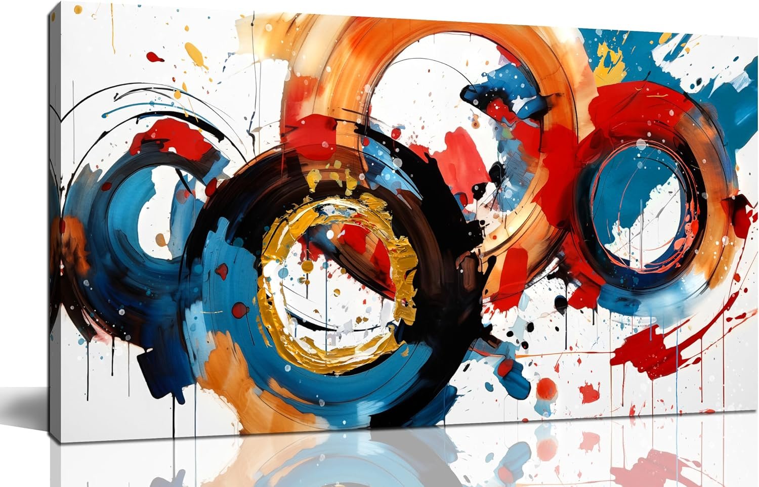 Abstract Wall Art Large Canvas Prints Modern Living Room Bedroom Home Office Wall Decor Framed Colorful Circle Abstract Picture Ready to Hang Size 20×40