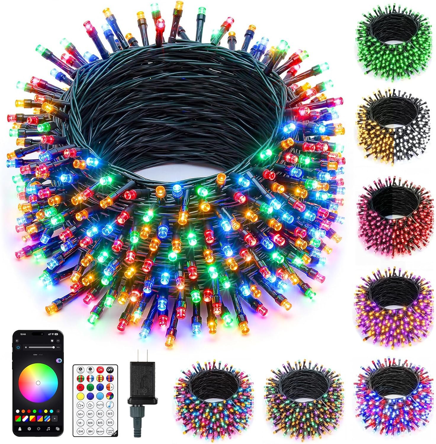 Minetom 82ft 250LED Smart Color Changing Christmas Halloween Tree Lights | LED RGB Outdoor String Twinkle Lights, 16 Milion Adjustable Colors Smart Fairy Lights with App & Timer for Xmas Tree Party