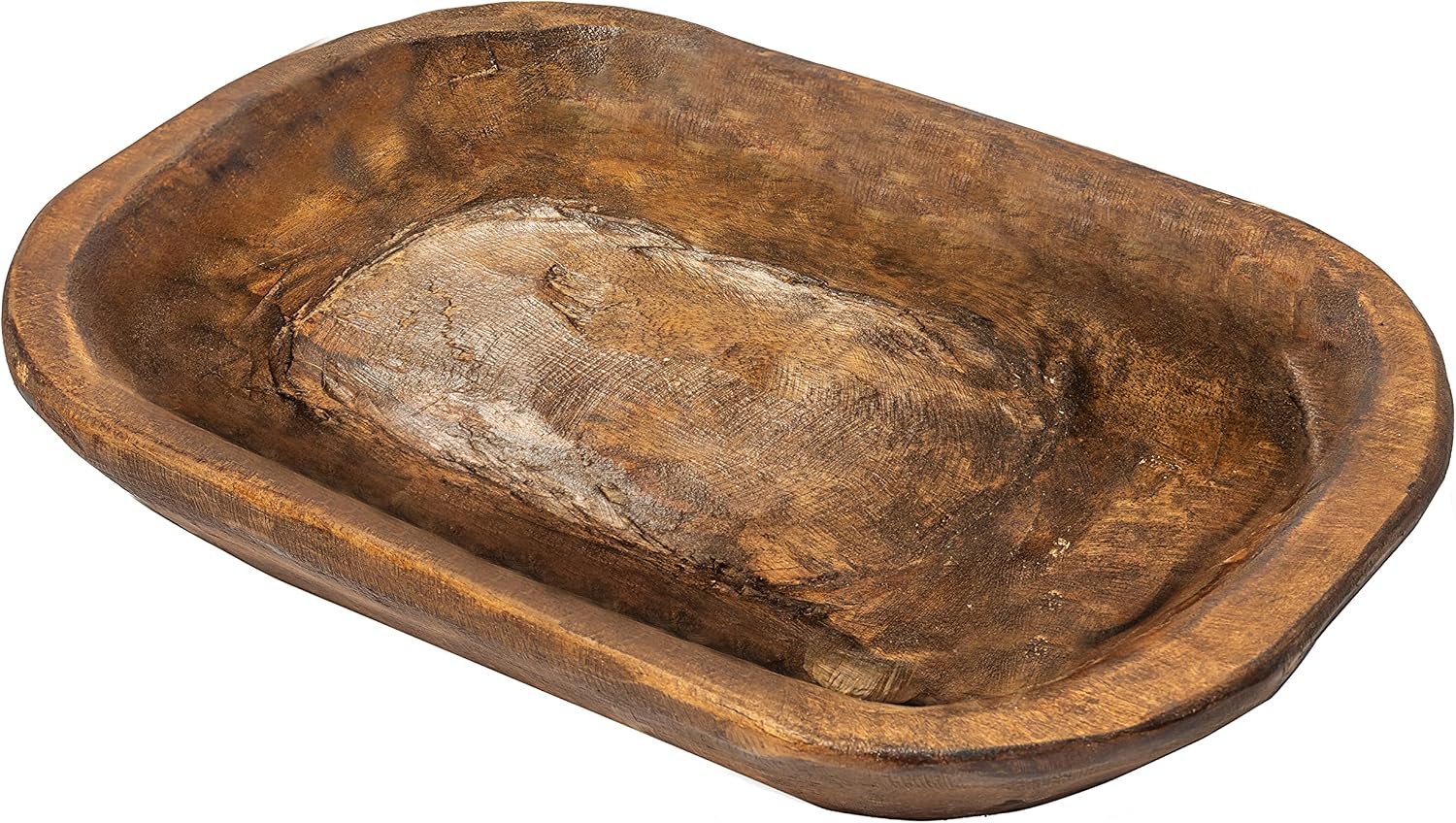 MAINEVENT Decorative Bowl Home Decor Approx 10×14 Inch, Spanish Oak Wooden Dining Room Table Centerpiece Wood Bowl Key Decorative Baguette Bowl Made in USA