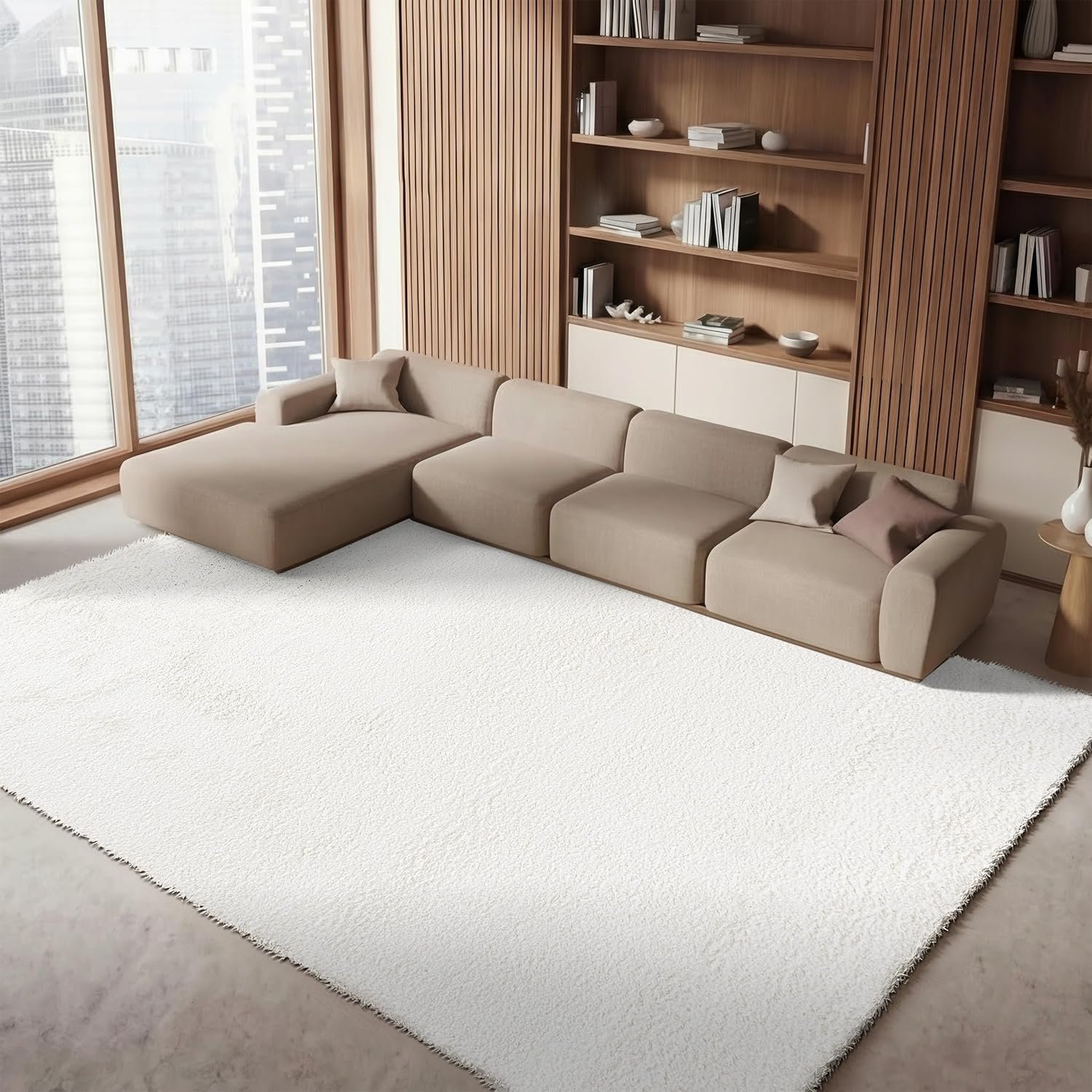 SAFAVIEH August Shag Collection Area Rug – 10′ x 14′, Ivory, Solid Design, Non-Shedding & Easy Care, 1.5-inch Thick Ideal for High Traffic Areas in Living Room, Bedroom (AUG200C)