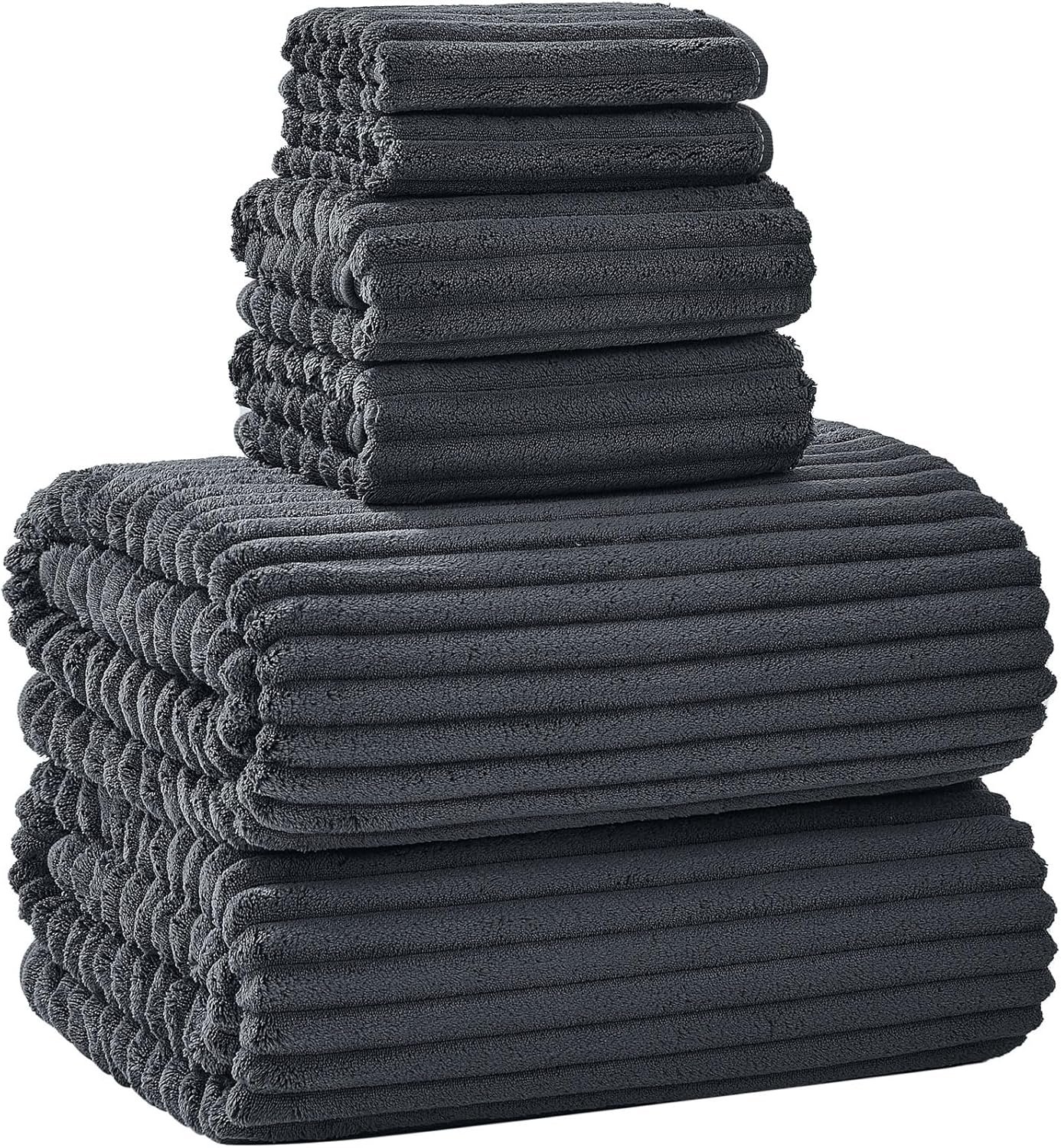 Extra Large Bath Towel Set of 6 (40″x80″),Oversized Bath Sheet Super Soft Highly Absorbent Microfibers Quick Dry Luxury Shower Towel for Bathroom Spa Gym Hotel Yoga (Charcoal Gray, 6Piece)