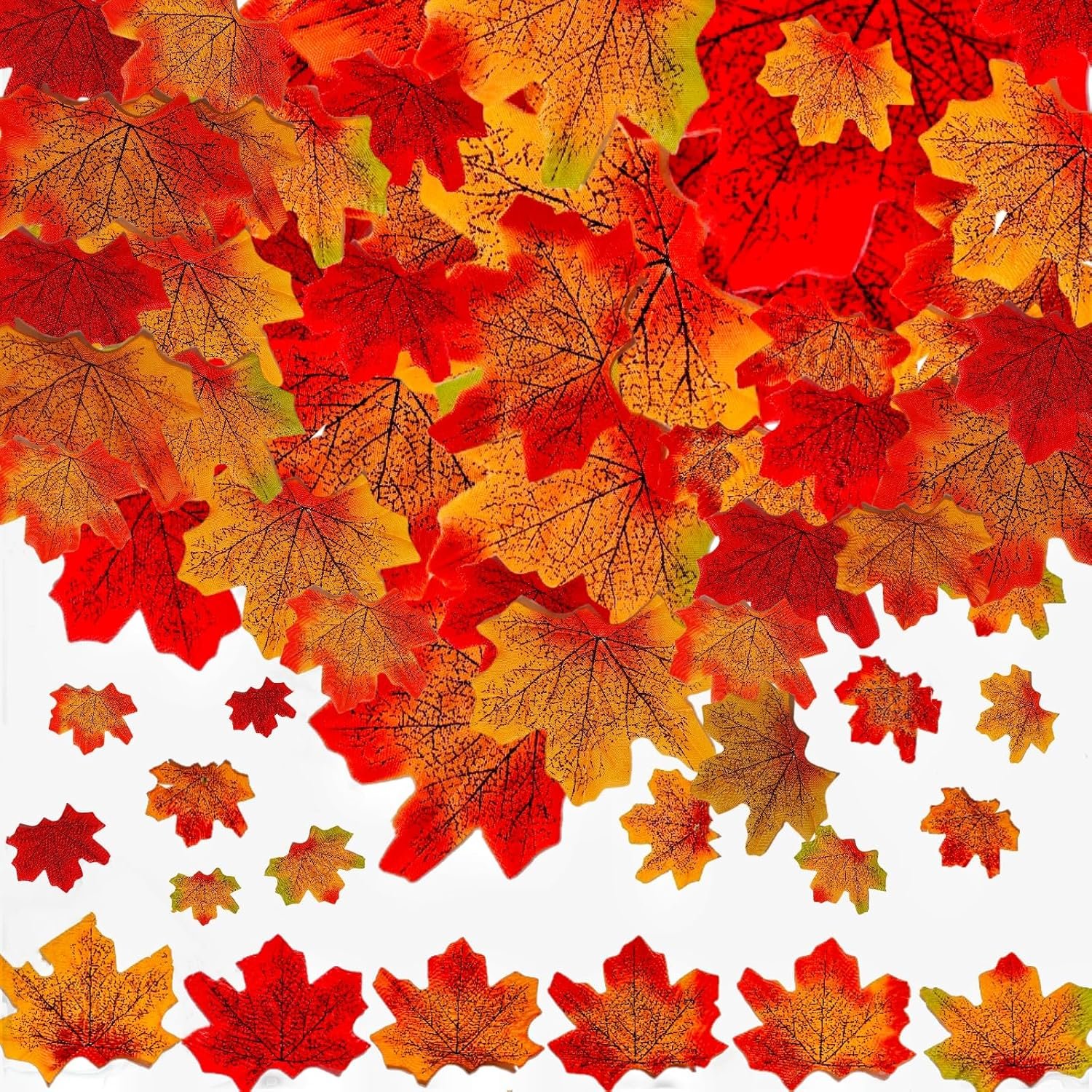 300 Pcs Artificial Autumn Maple Leaves, Mixed 6 Colors Fake Fall Leaves Decorations for Home Party Crafts, Fall Table Leaf Decor for Thanksgiving Halloween Wedding